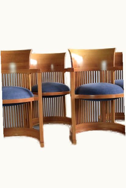 Frank Lloyd Wright Frank Lloyd Wright Set Of Four Early Edition Frank Lloyd Wright Barrel Chairs By Cassina Italy