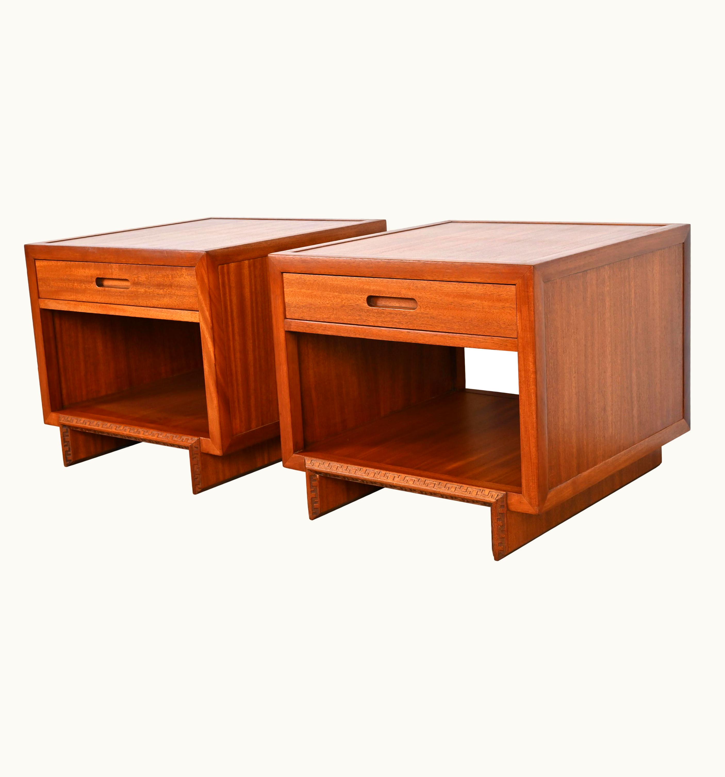 Frank Lloyd Wright Frank Lloyd Wright Taliesin Mahogany End Tables Or Nightstands, Restored