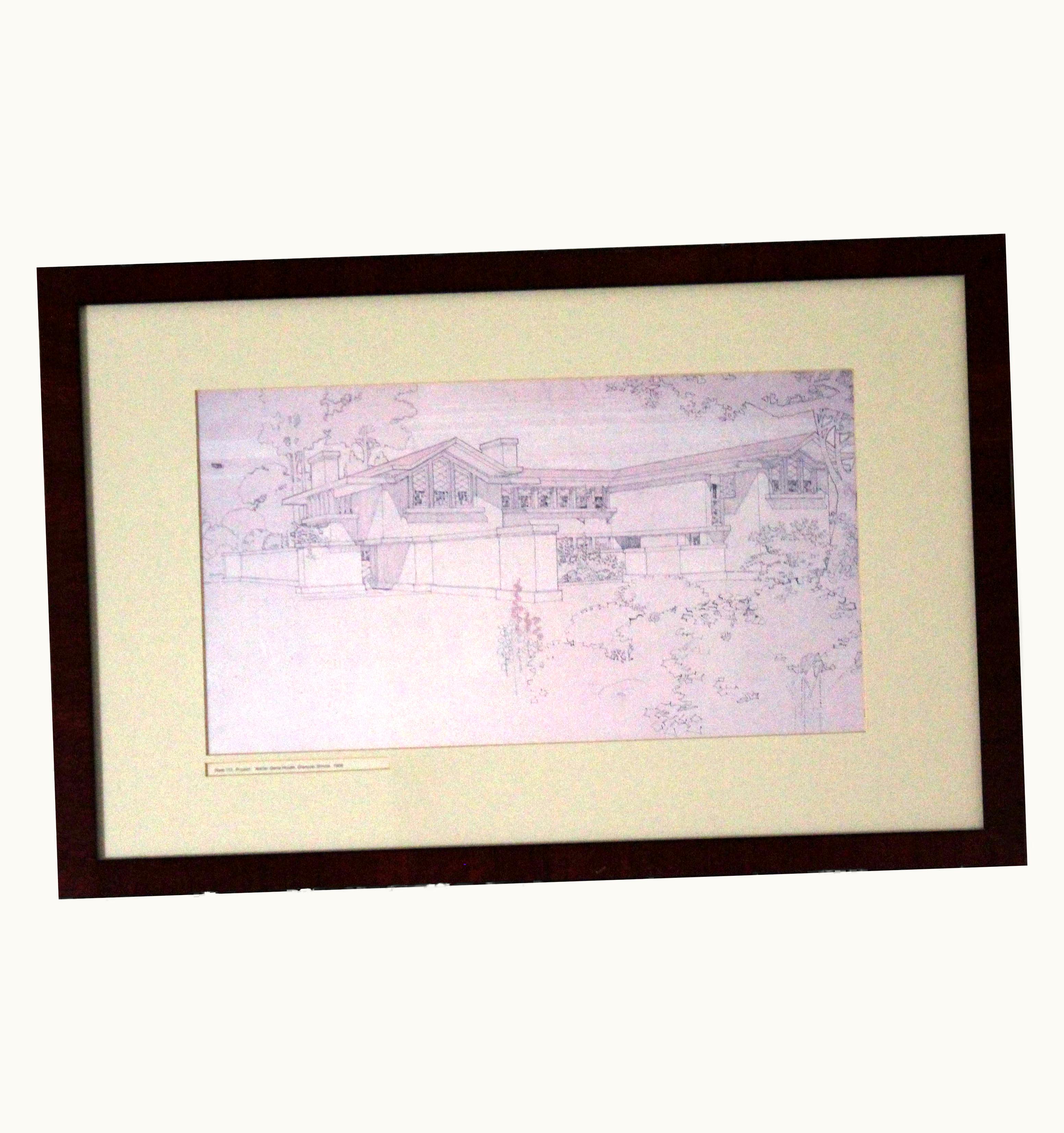 Frank Lloyd Wright Frank Lloyd Wright Architectural Drawing Walter Gerts House 1906 Framed