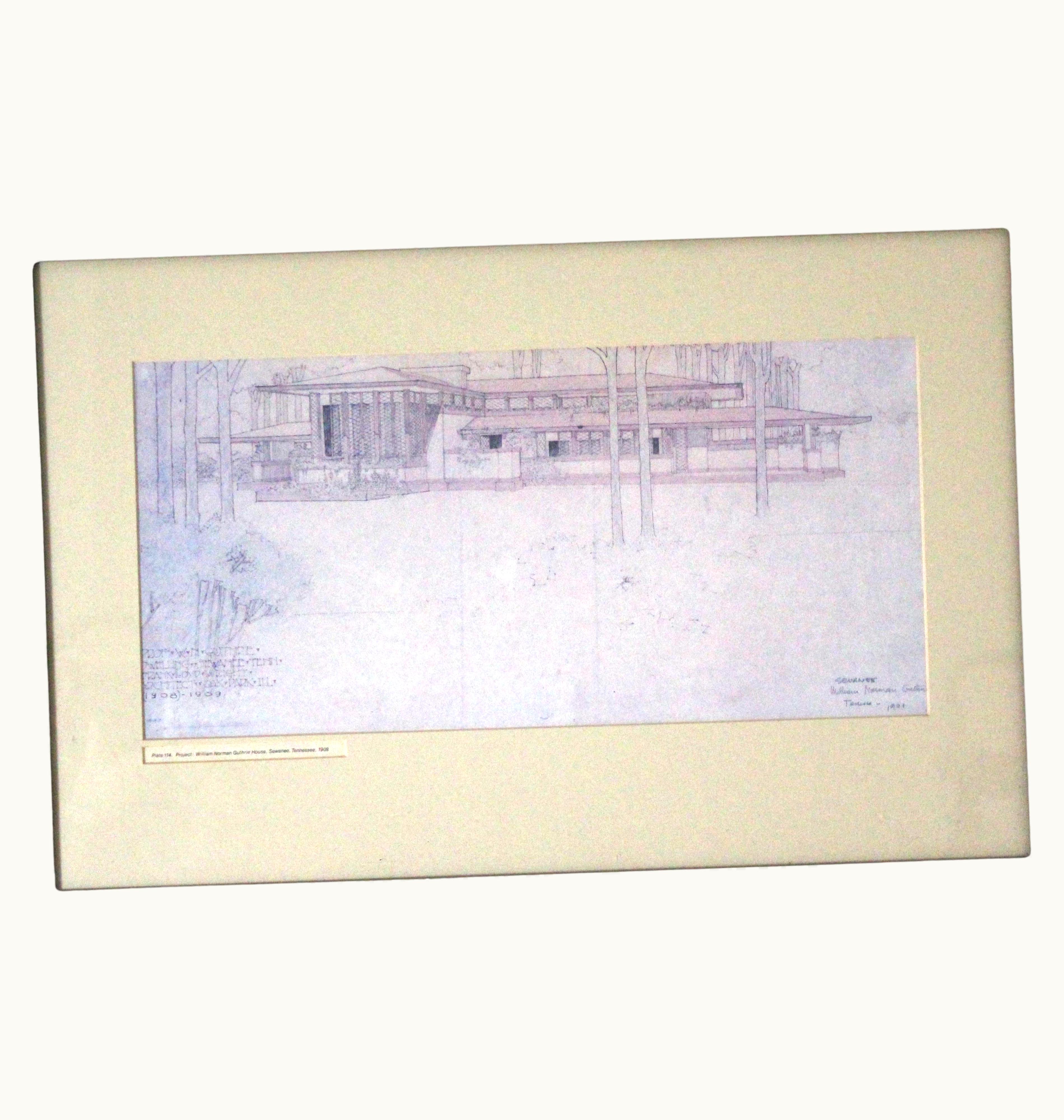 Frank Lloyd Wright Frank Lloyd Wright Architectural Drawing William Norman Guthrie House 1908 Frame