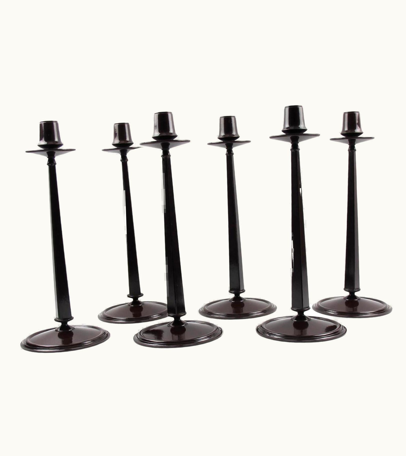 Charles Rennie Mackintosh Charles Rennie Mackintosh Jugendstil Bakelite Candlestick, Set Of Six Pieces