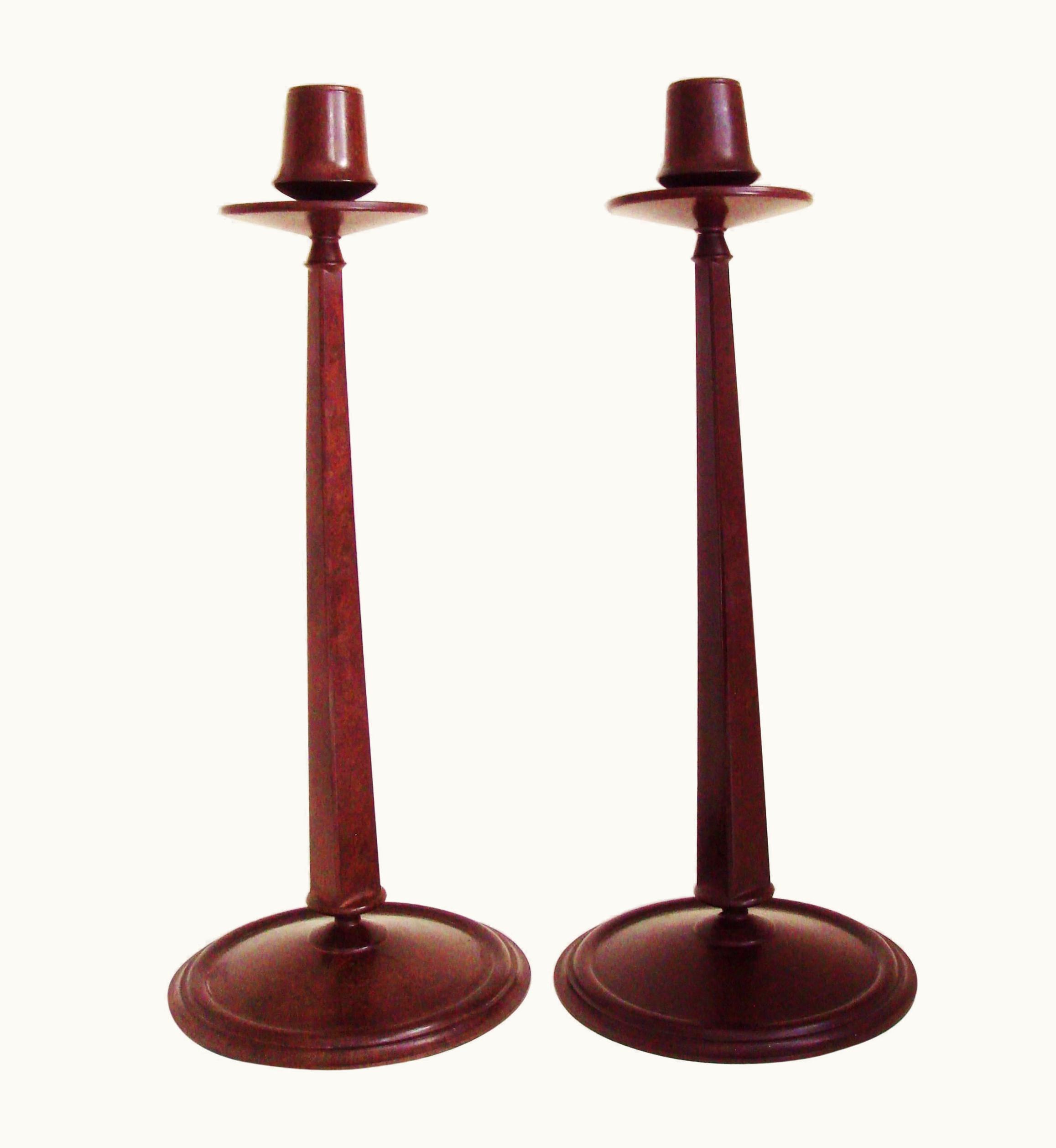 Charles Rennie Mackintosh Charles Rennie Mackintosh Pair Of English Marbled Brown Bakelite Candlesticks By Charles Renee Mackintosh