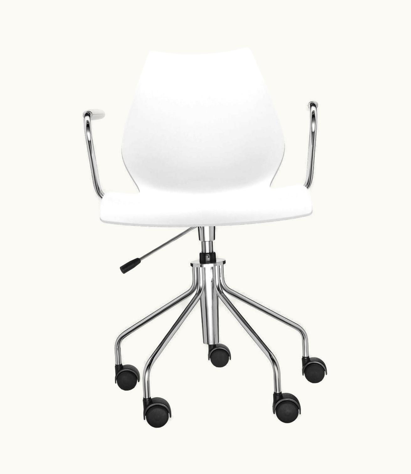 VIco Magistretti VIco Magistretti Kartell Maui Swivel Chair Adjustable In Zinc White By VIco Magistretti
