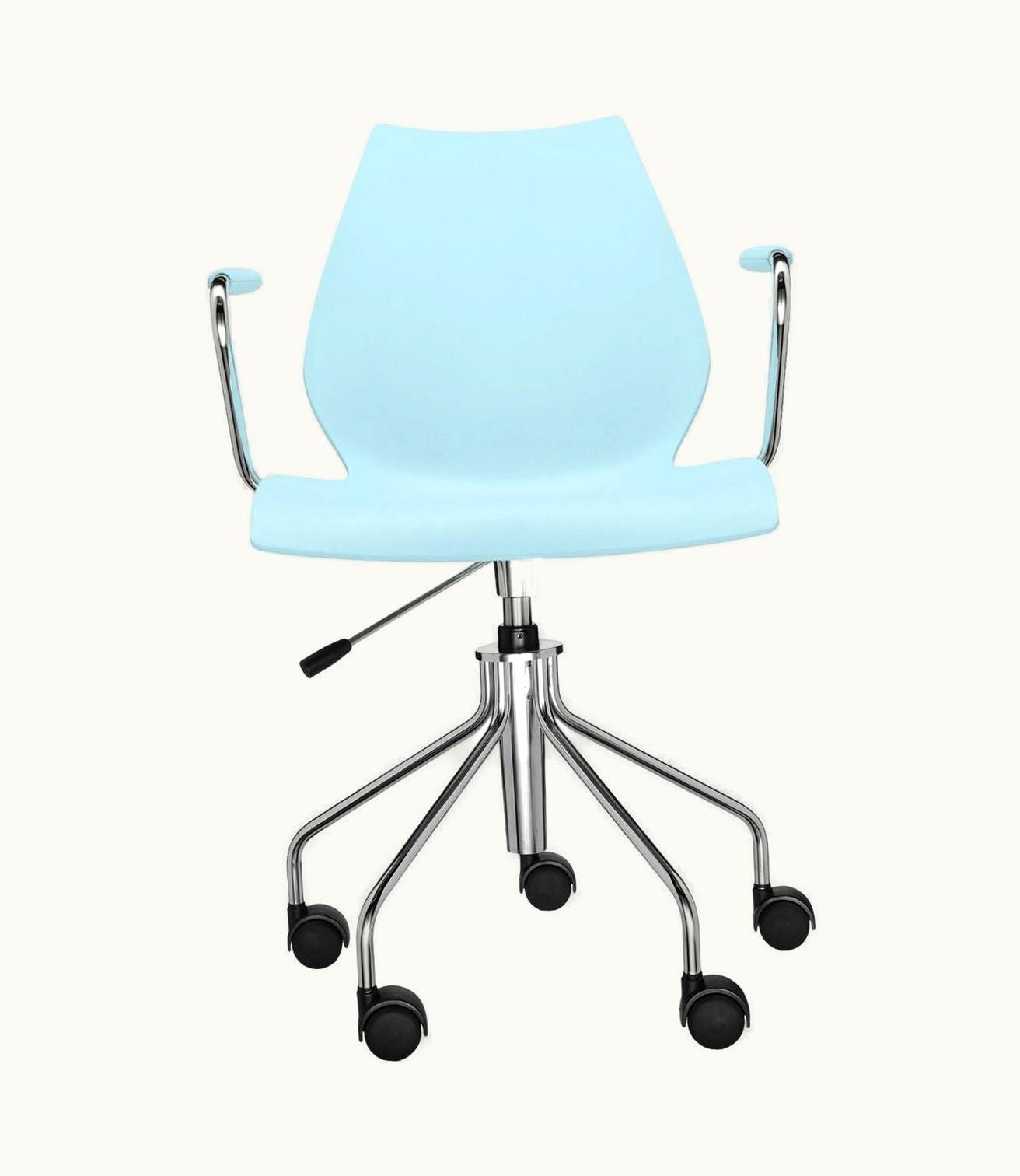 VIco Magistretti VIco Magistretti Kartell Maui Swivel Chair Adjustable In Pale Blue By VIco Magistretti