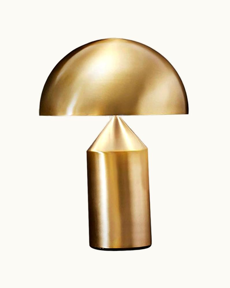 VIco Magistretti VIco Magistretti 'Atollo' Medium Metal Satin Gold Table Lamp By Oluce