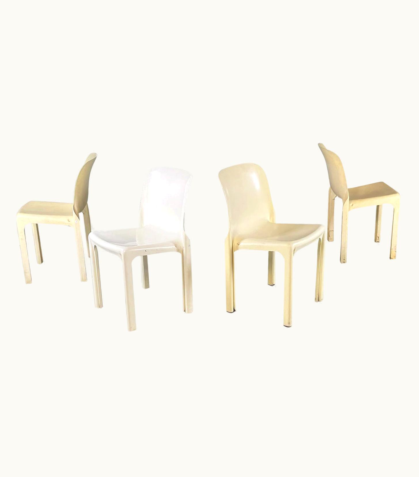 VIco Magistretti VIco Magistretti Italian Midcentury Beige Plastic Chairs Selene By VIco Magistretti Artemide 1960