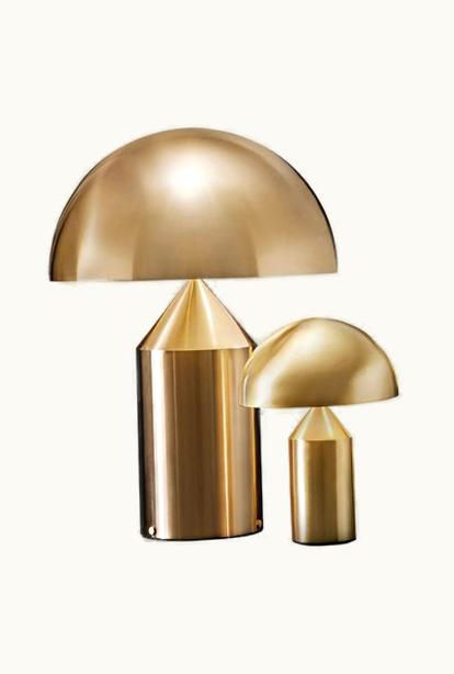 VIco Magistretti VIco Magistretti Set Of 'Atollo' Large And Small Gold Table Lamp Designed By VIco Magistretti UZ0194653