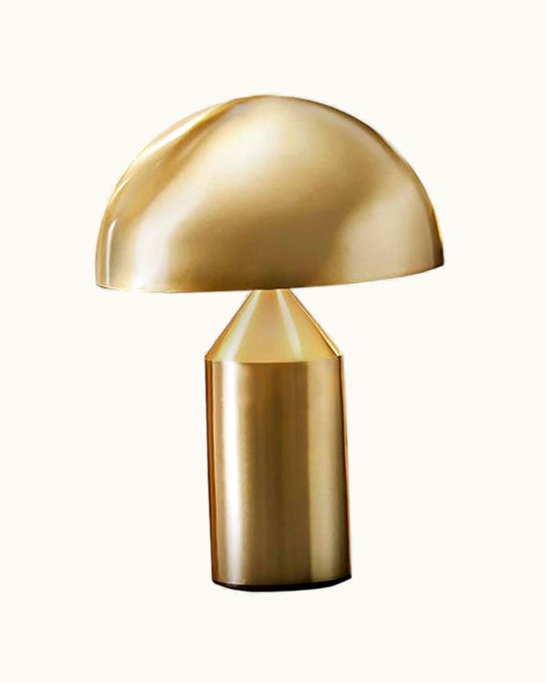 VIco Magistretti VIco Magistretti 'Atollo' Small Metal Satin Gold Table Lamp By Oluce