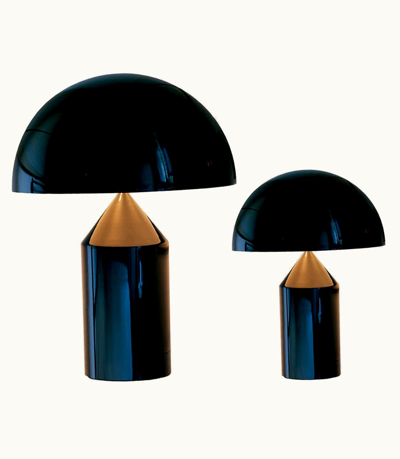 VIco Magistretti VIco Magistretti Set Of 'Atollo' Medium And Small Black Table Lamp By VIco Magistretti For Oluce