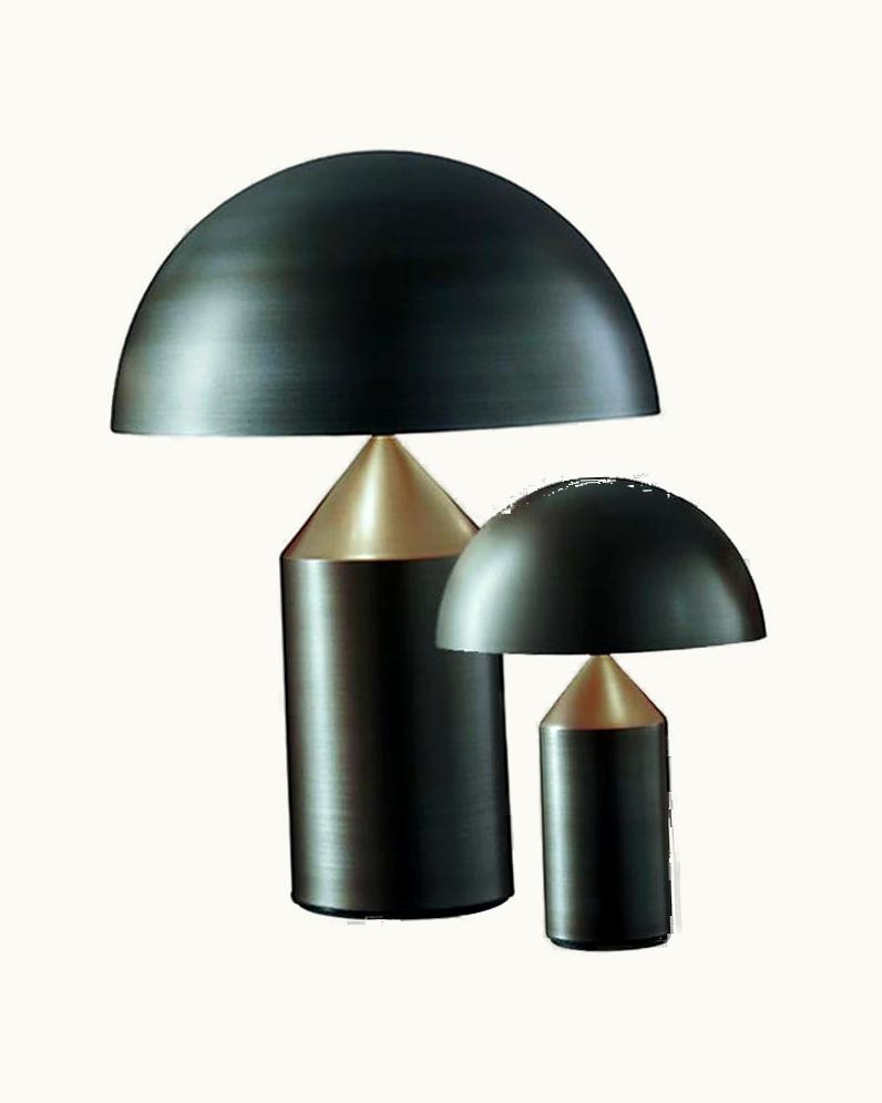 VIco Magistretti VIco Magistretti Set Of 'Atollo' Medium And Small Bronze Table Lamp Designed By VIco Magistretti