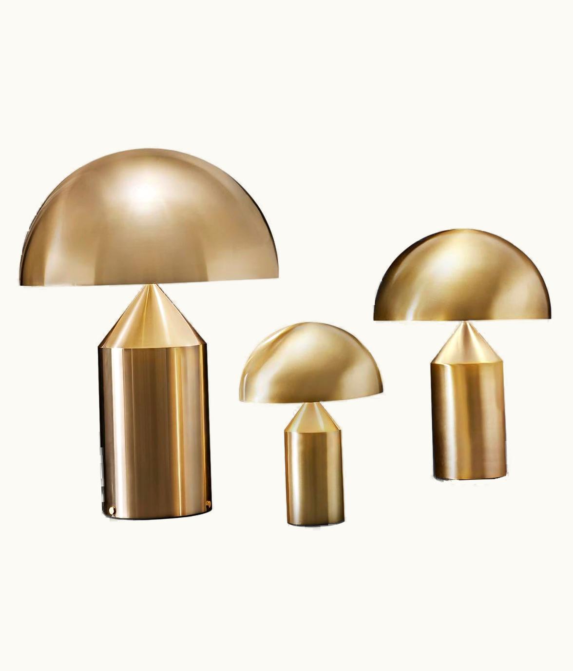 VIco Magistretti VIco Magistretti Set Of 'Atollo' Large, Medium And Small Gold Table Lamp Designed By Magistretti