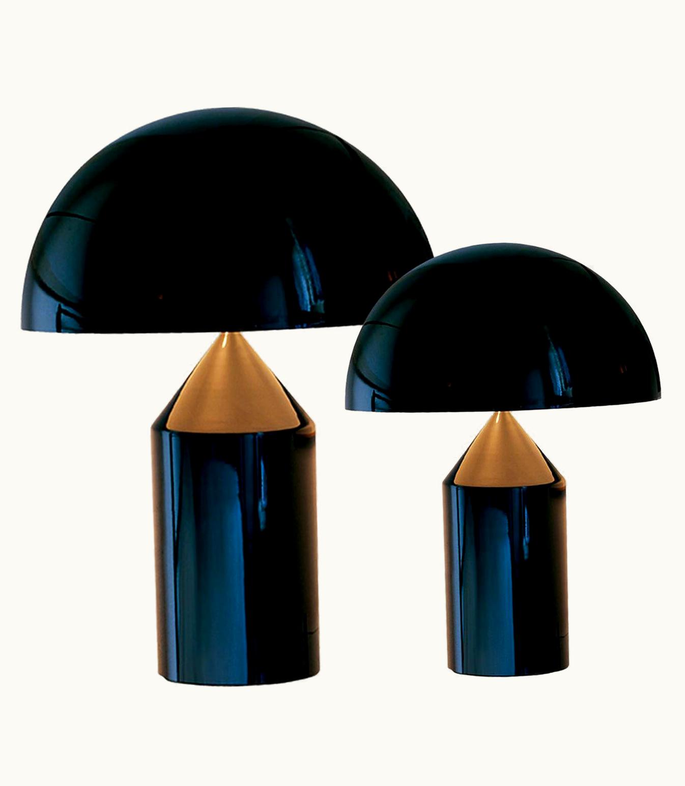 VIco Magistretti VIco Magistretti Set Of 'Atollo' Large And Medium Black Table Lamp Designed By VIco Magistretti