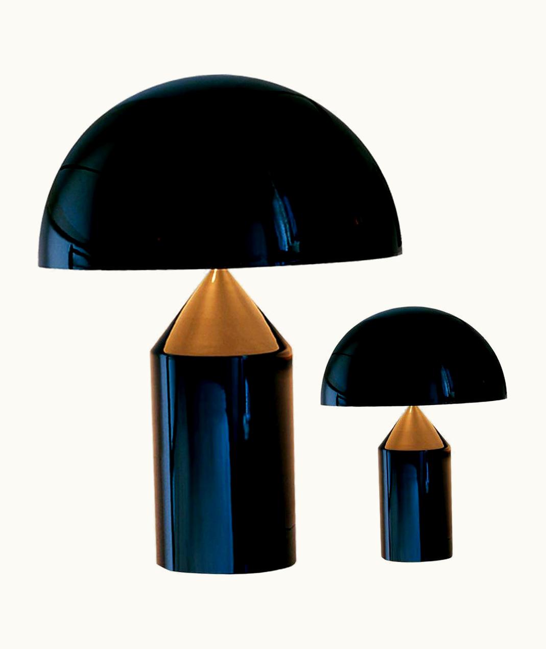 VIco Magistretti VIco Magistretti Set Of 'Atollo' Large And Small Black Table Lamp By VIco Magistretti For Oluce