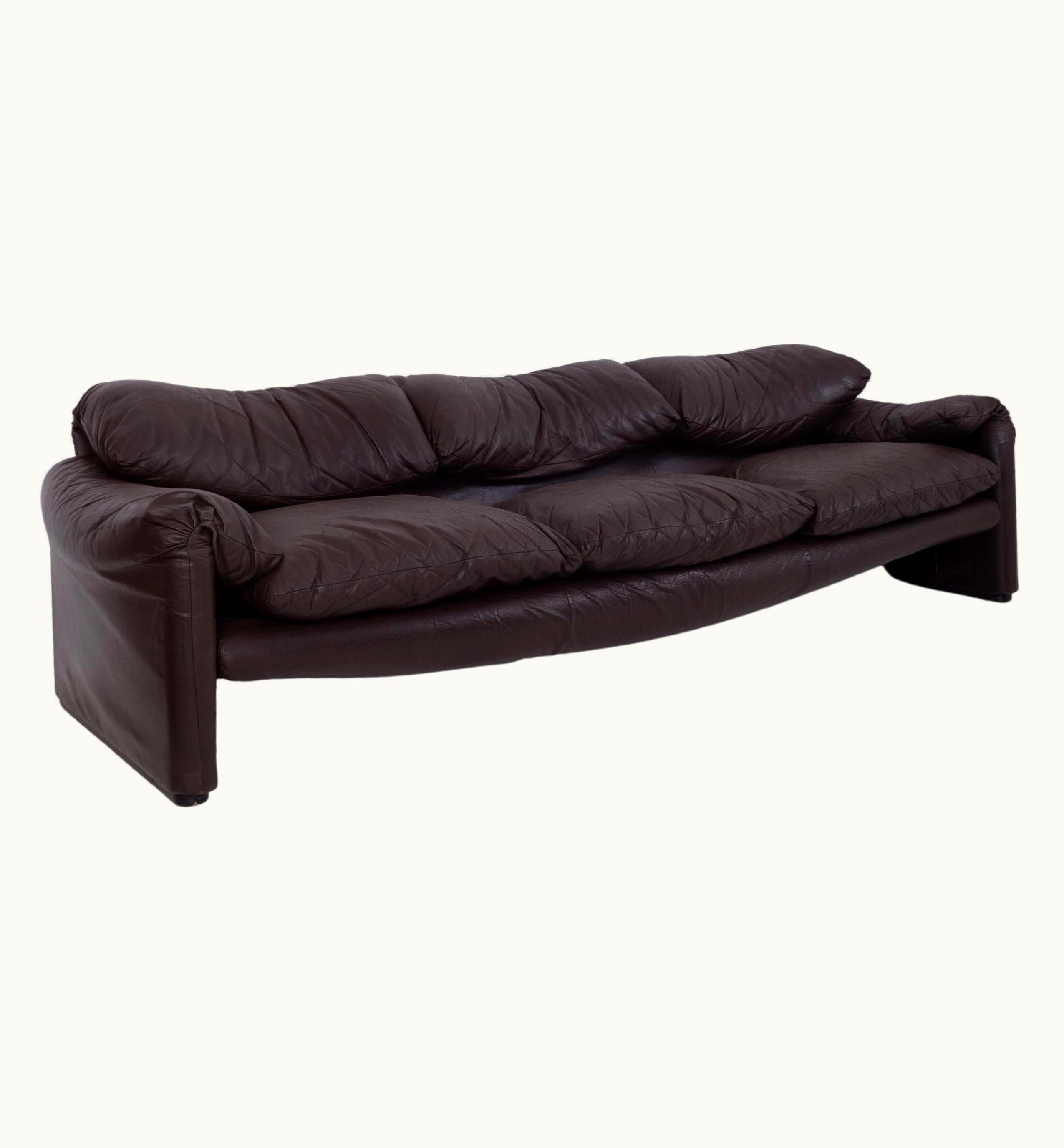 VIco Magistretti VIco Magistretti Maralunga Sofa By VIco Magistretti For Cassina, Dark Brown Leather