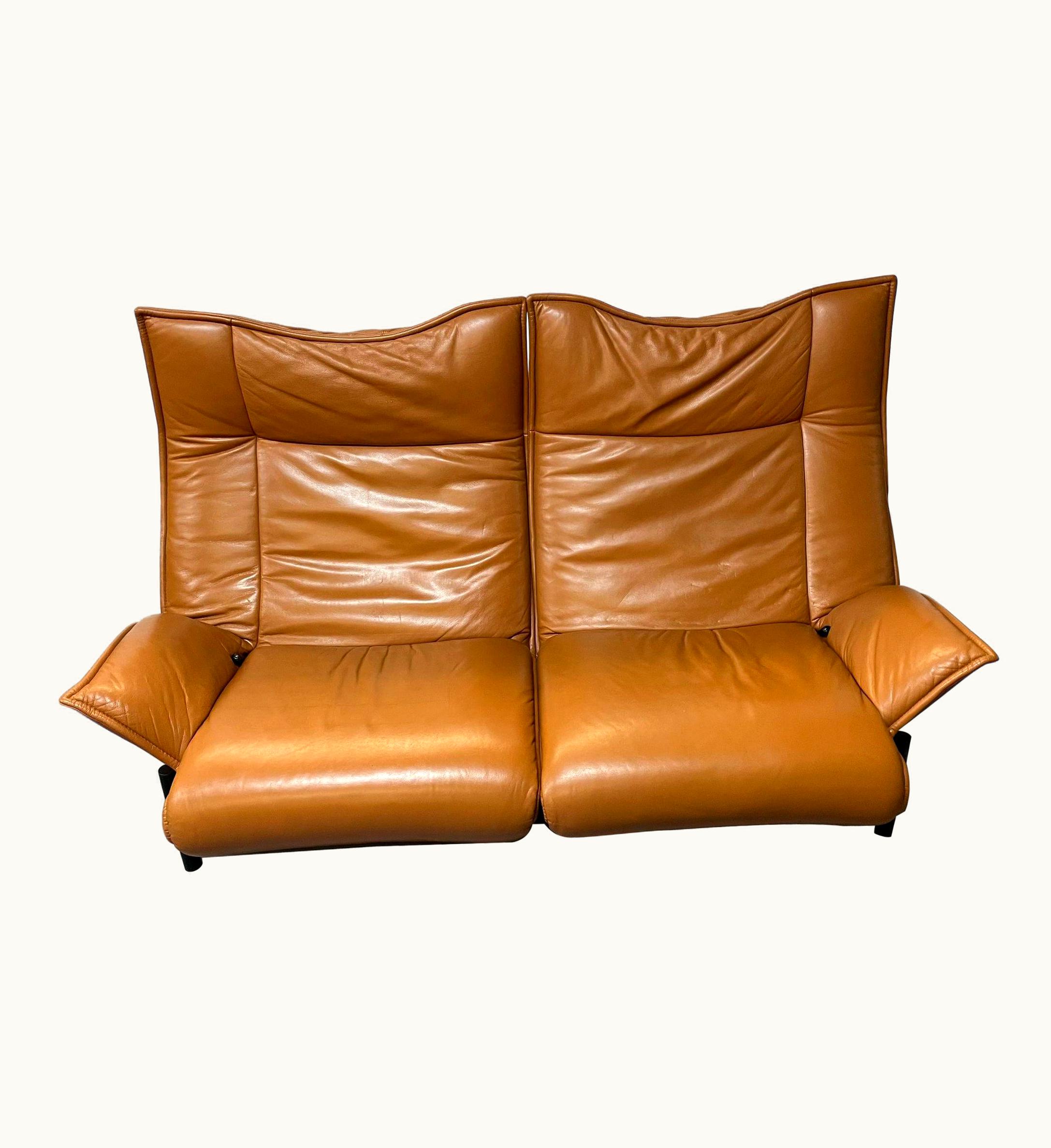 VIco Magistretti VIco Magistretti For Cassina Veranda Sofa, Two-Seater, Leather, Italian Modern