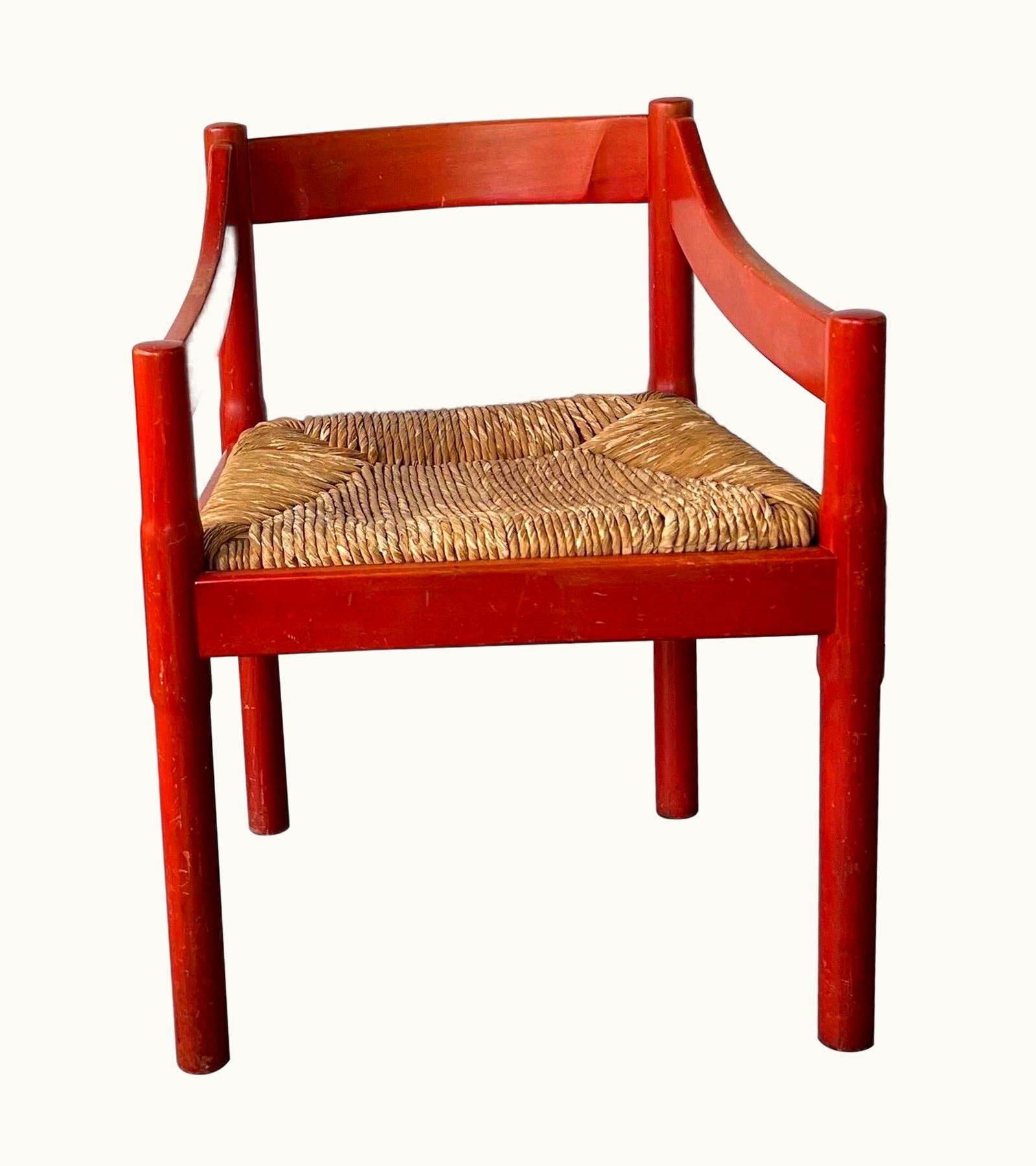 VIco Magistretti VIco Magistretti Red Carimate Carver Chair VIco Magistretti