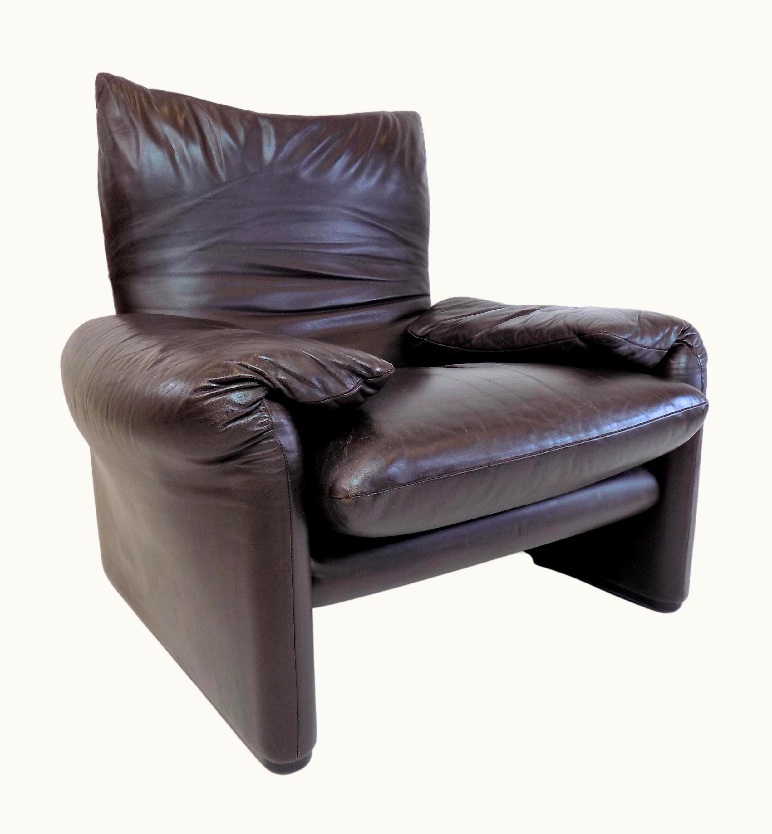 VIco Magistretti VIco Magistretti Cassina Maralunga Leather Armchair Brown By VIco Magistretti