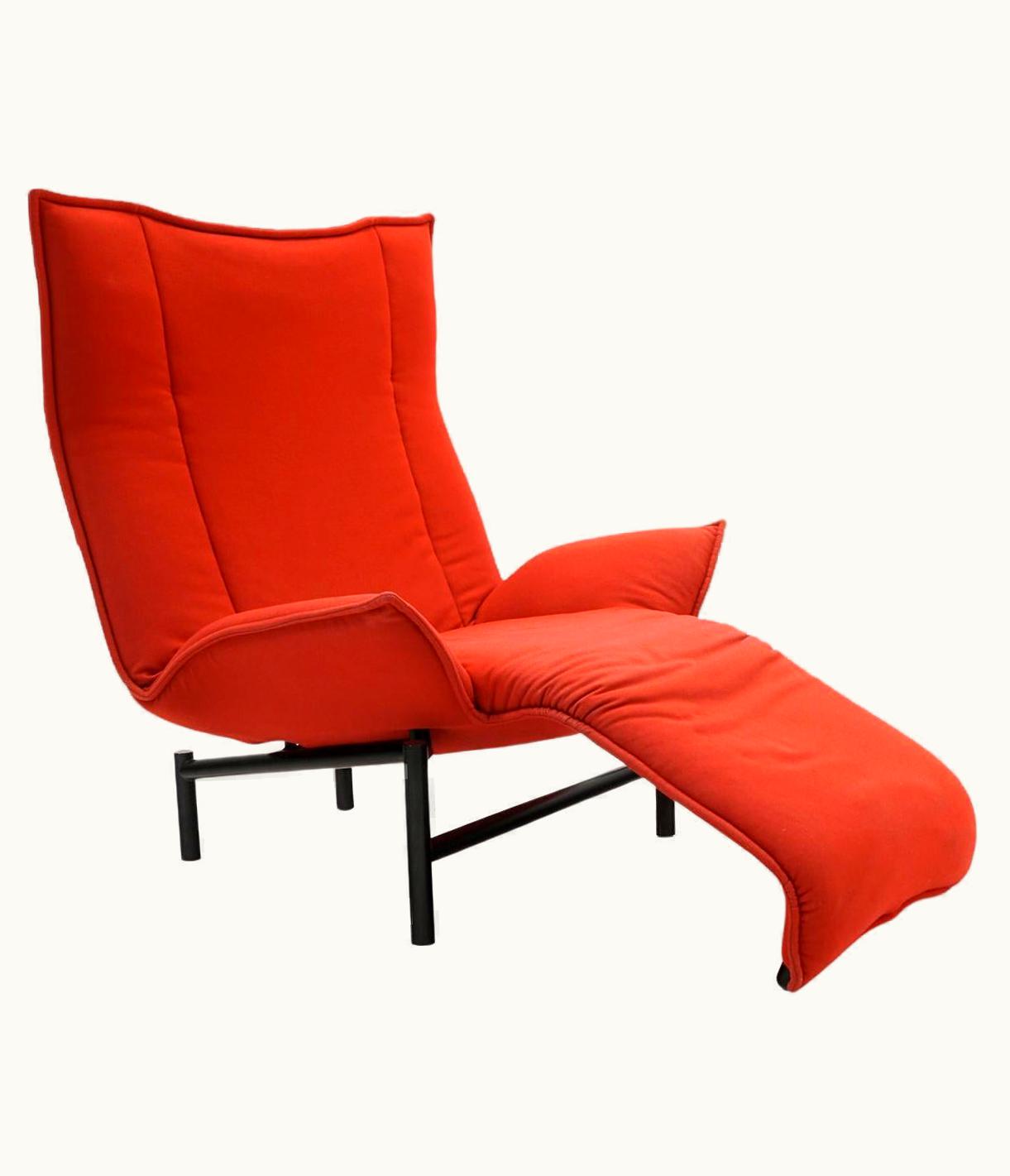 VIco Magistretti VIco Magistretti Reclining Veranda Lounge Chair By VIco Magistretti For Cassina, Red, Black Frame