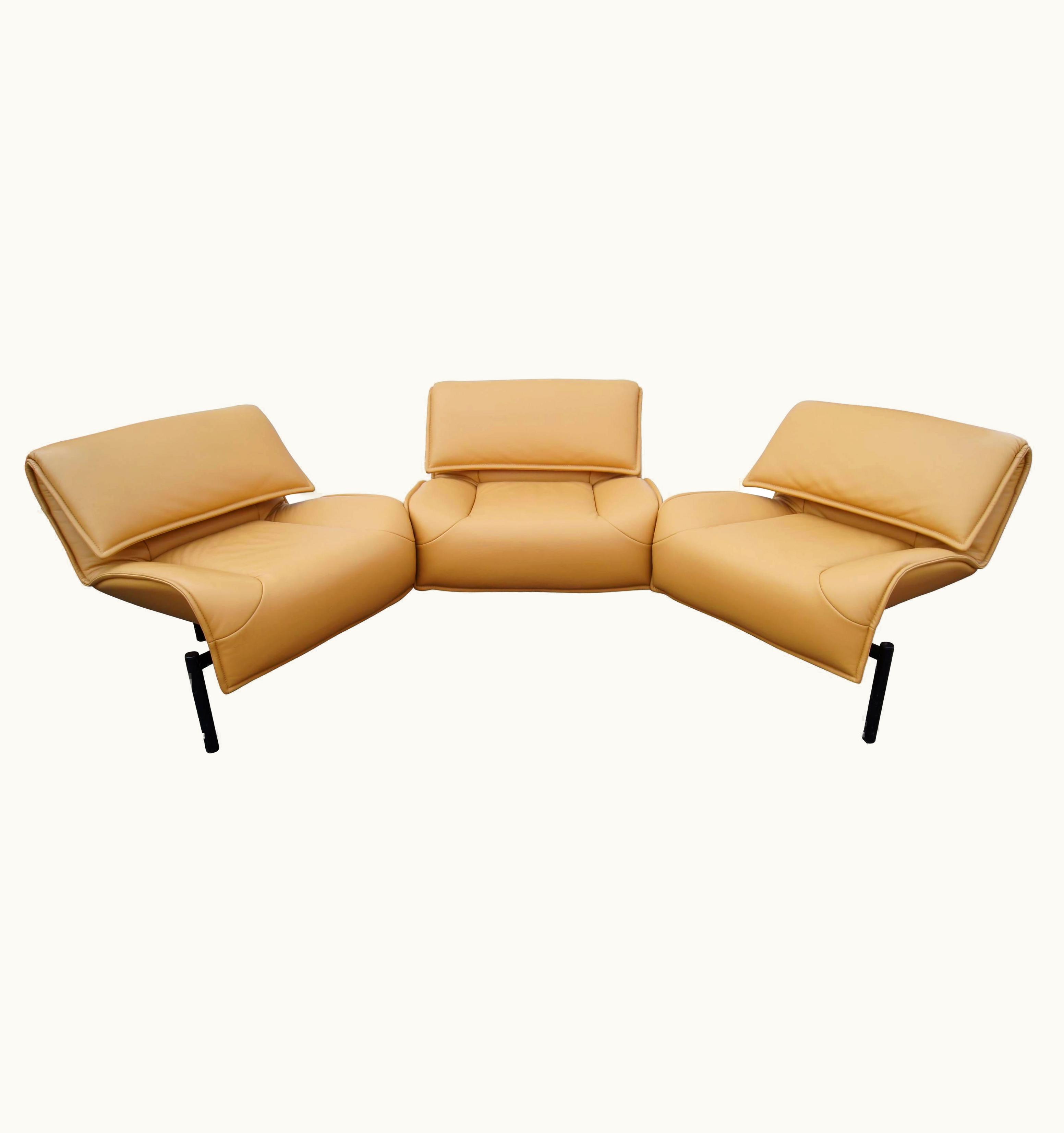 VIco Magistretti VIco Magistretti Leather Veranda 3 Sofa By VIco Magistretti For Cassina
