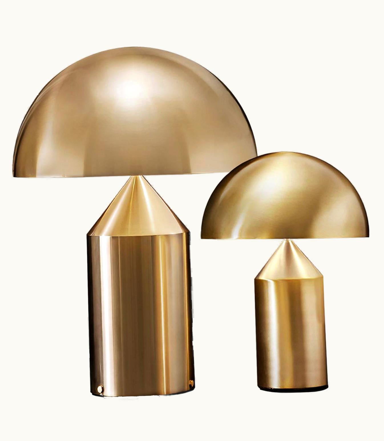 VIco Magistretti VIco Magistretti Set Of 'Atollo' Large And Medium Gold Table Lamp Designed By VIco Magistretti