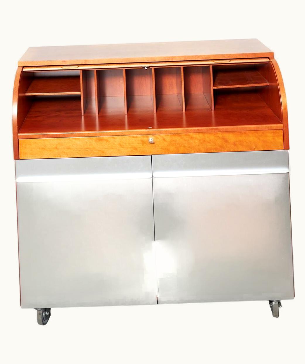 VIco Magistretti VIco Magistretti Cherrywood And Aluminium Writing Desk For De Padova, Italy