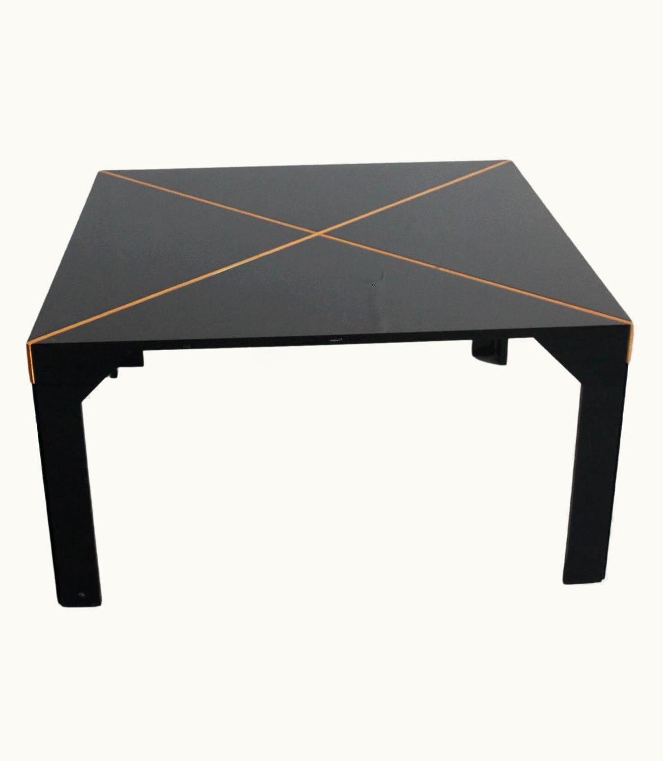 VIco Magistretti VIco Magistretti Tema Square Table In Black Lacquered Wood By B&B 1973 Italy