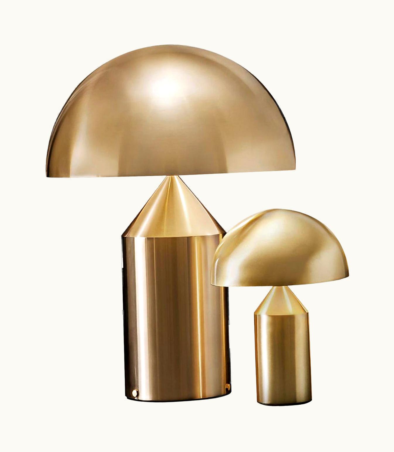 VIco Magistretti VIco Magistretti Set Of 'Atollo' Large And Small Gold Table Lamp Designed By VIco Magistretti UZ0194806