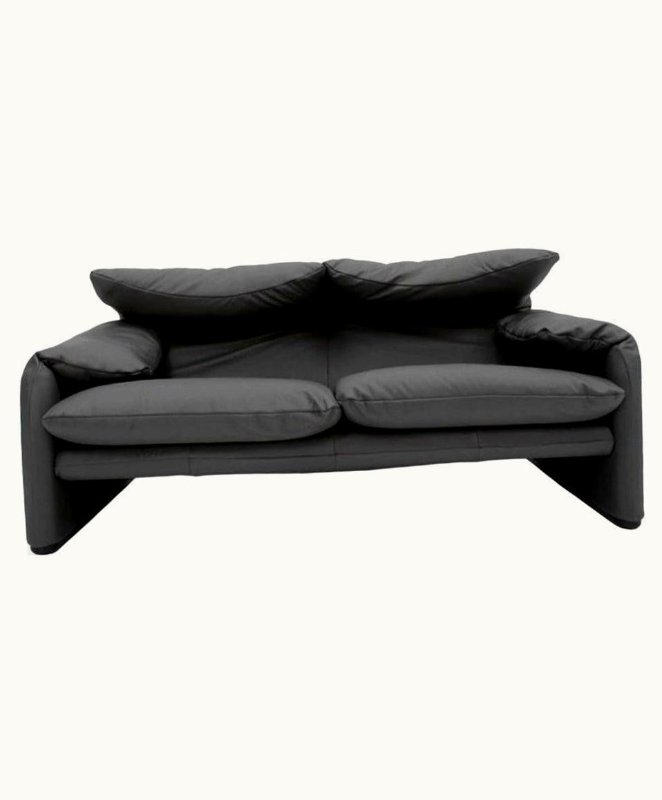 VIco Magistretti VIco Magistretti Original For Cassina Maralunga Grey Leather Italian Sofa