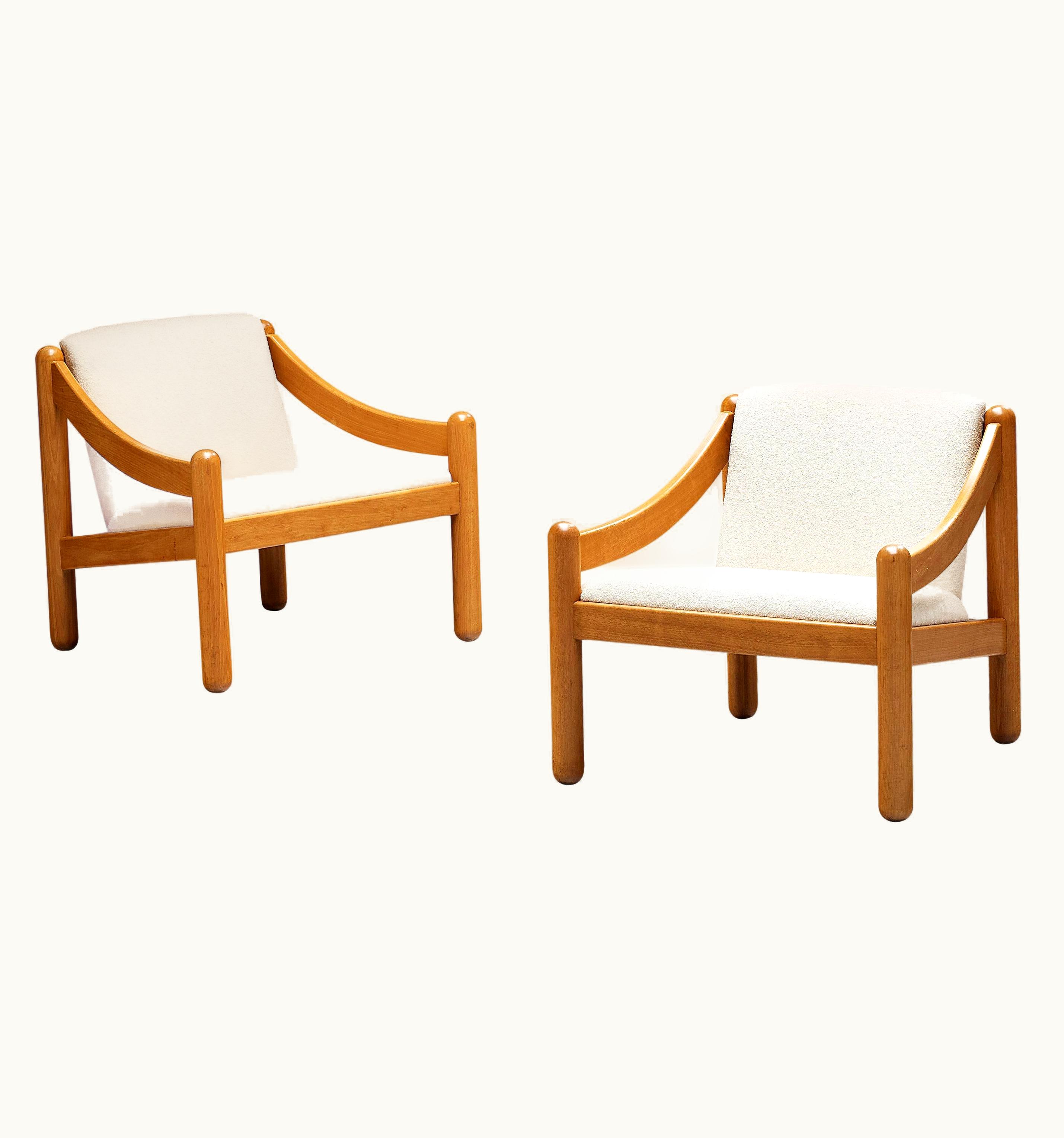 VIco Magistretti VIco Magistretti For Cassina Pair Of 'Carimate' Lounge Chairs In Bouclé