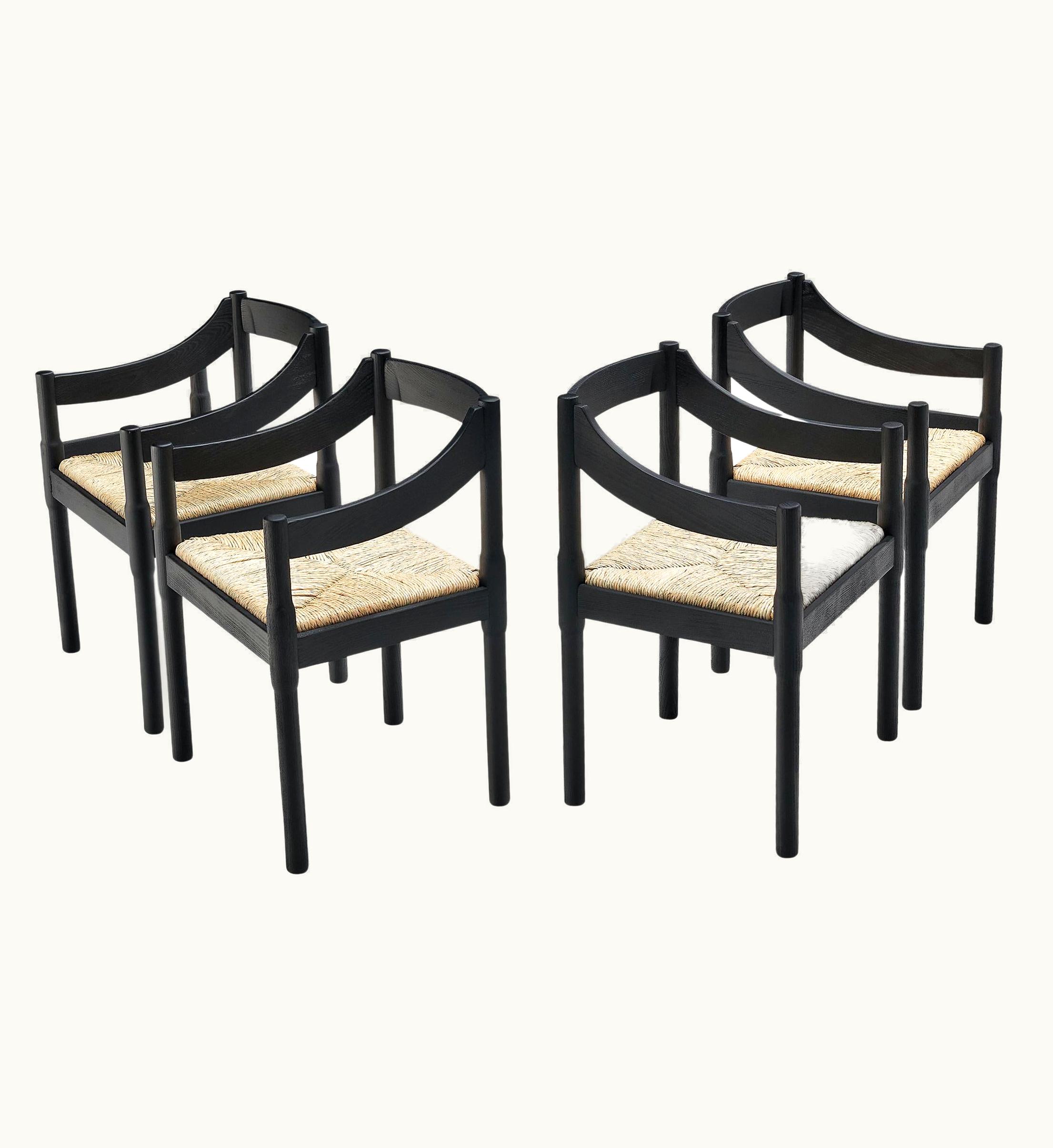 VIco Magistretti VIco Magistretti 'Carimate' Dining Chairs With Rush Seating