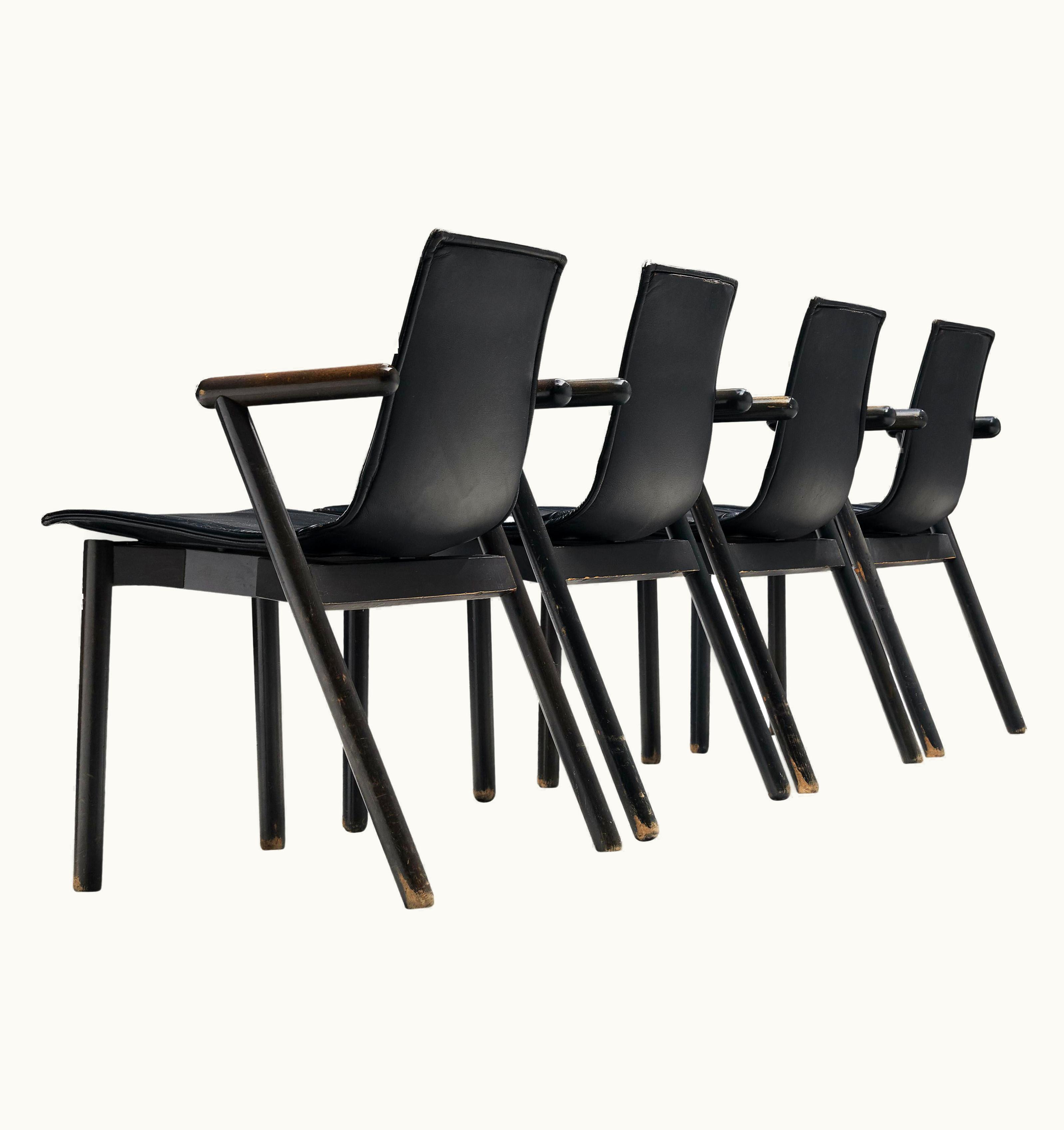 VIco Magistretti VIco Magistretti For Cassina Armchairs 'Villabianca' In Black Leather