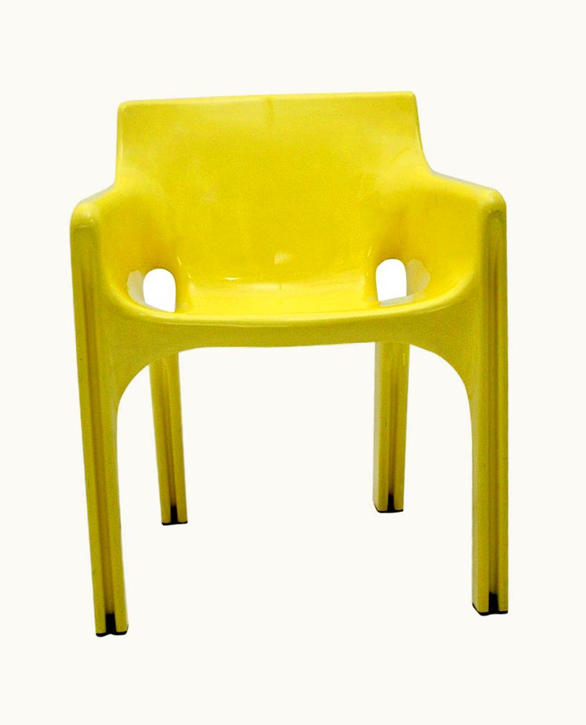 VIco Magistretti VIco Magistretti Space Age Vintage Yellow Plastic Armchair Gaudi By VIco Magistretti 1968 Italy