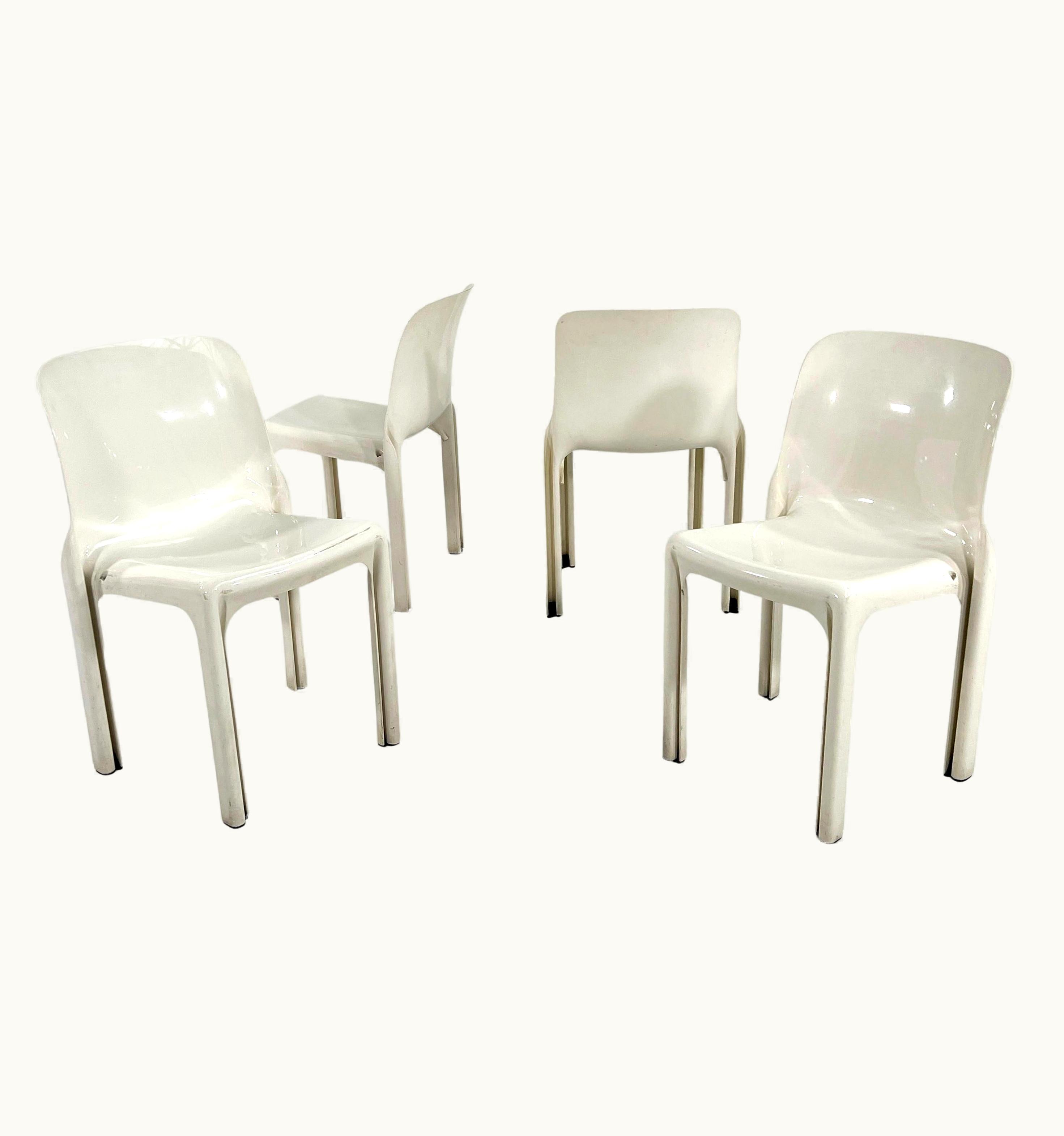 VIco Magistretti VIco Magistretti Set Of 4 White Selene Chairs By VIco Magistretti For Artemide, 1970s