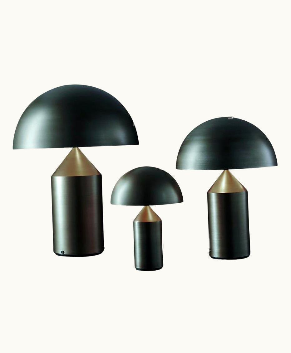 VIco Magistretti VIco Magistretti Set Of 'Atollo' Large Medium And Small Bronze Table Lamp Designed By Magistretti