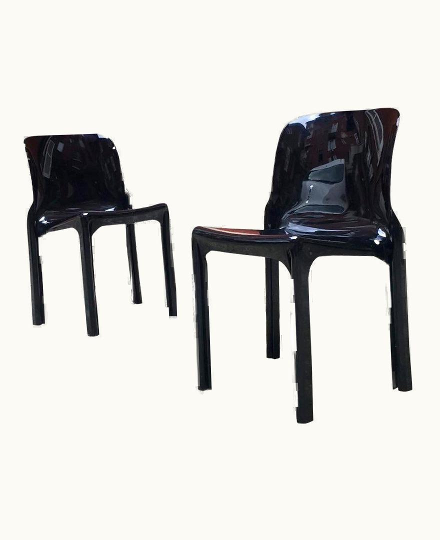 VIco Magistretti VIco Magistretti Italian Modern Black Plastic Chairs Selene By V. Magistretti For Artemide, 1960s