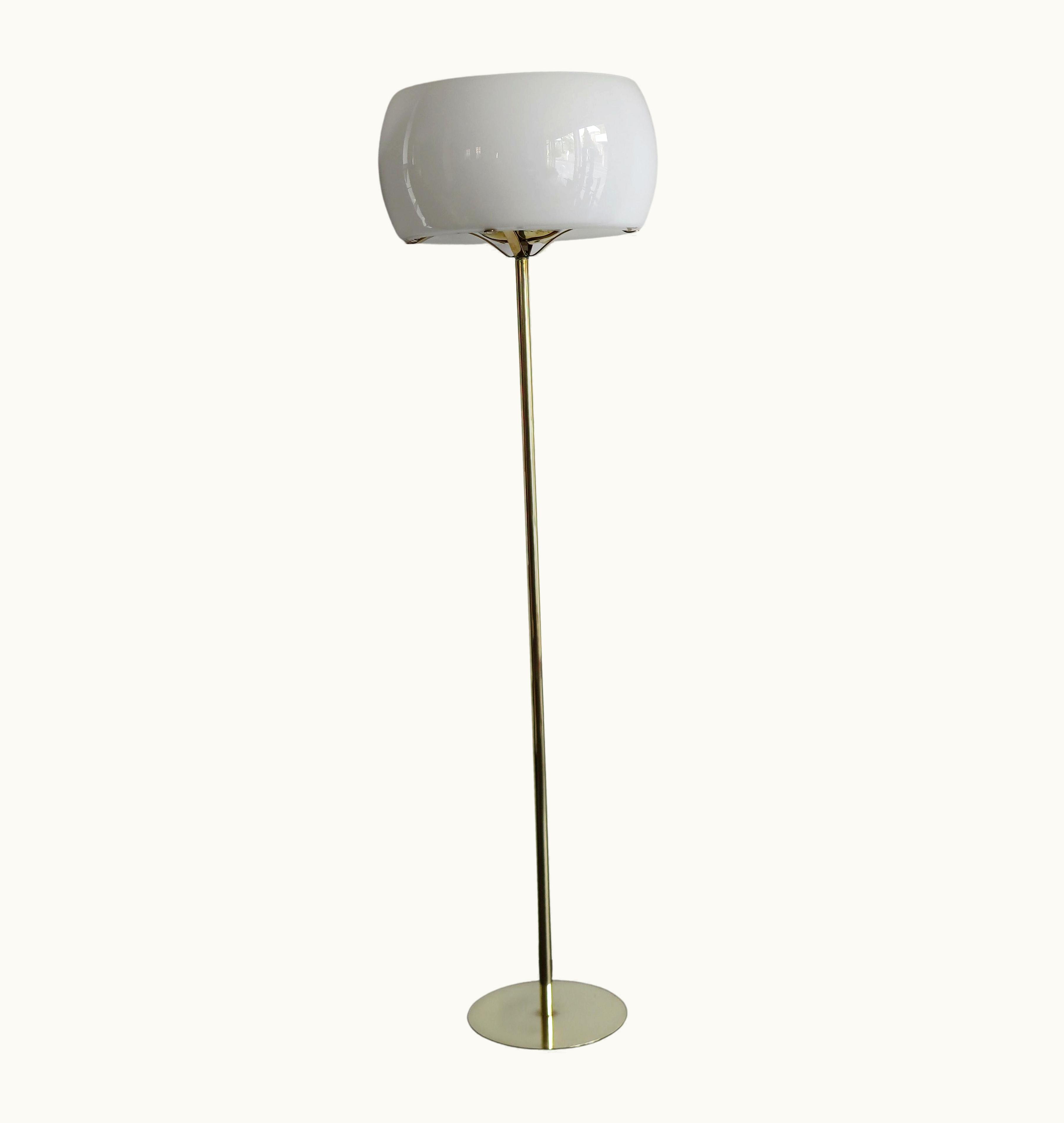 VIco Magistretti VIco Magistretti Italian Clitunnio Brass Glass Floor Lamp For Artemide, 1960s