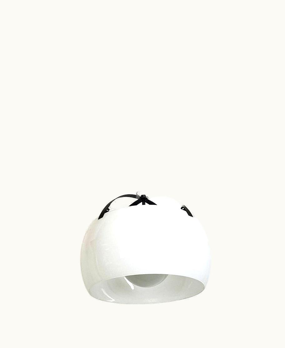 VIco Magistretti VIco Magistretti Italian Opaline Glass And Metal Omega Chandelier By Magisretti For Artemide 1962