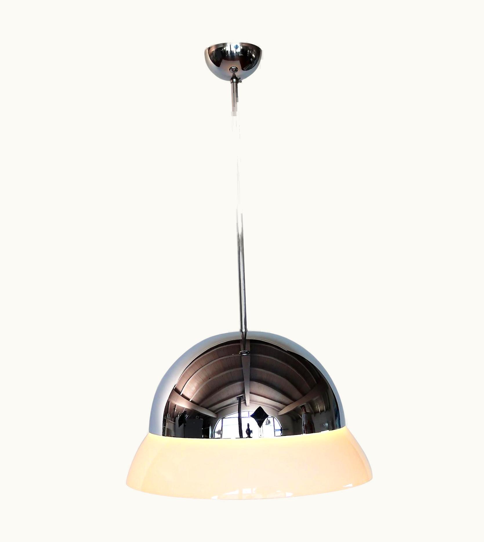 VIco Magistretti VIco Magistretti Italian Glass And Chrome Pendant Lamp CIRENE By VIco Magistretti For Artemide