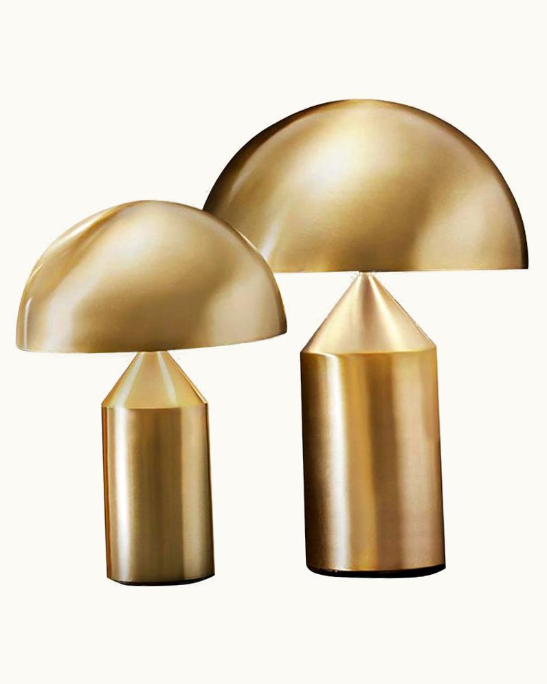 VIco Magistretti VIco Magistretti Set Of 'Atollo' Medium And Small Gold Table Lamp Designed By VIco Magistretti