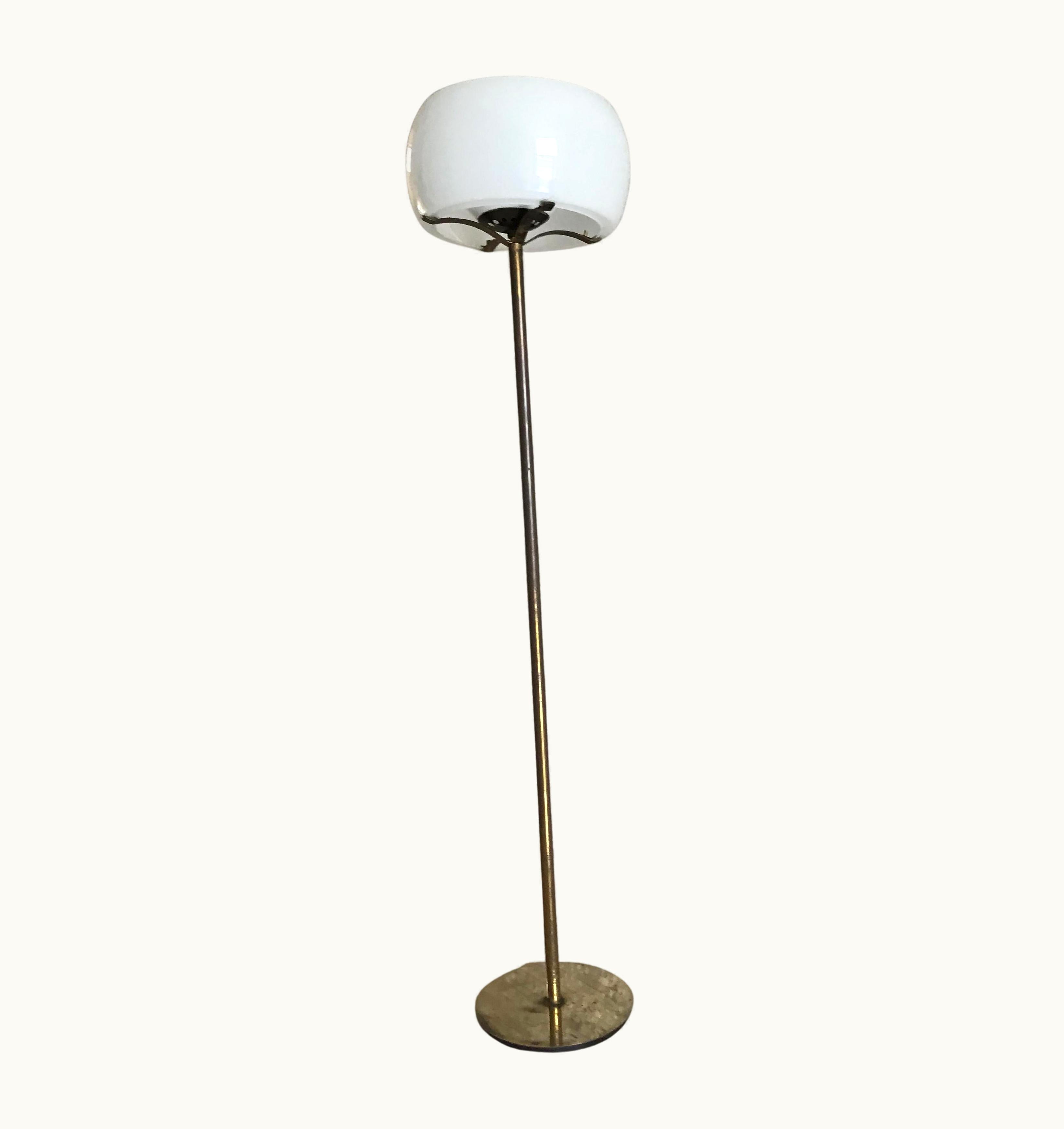 VIco Magistretti VIco Magistretti #Floor Lamp Brass Glass, 1960, Italy