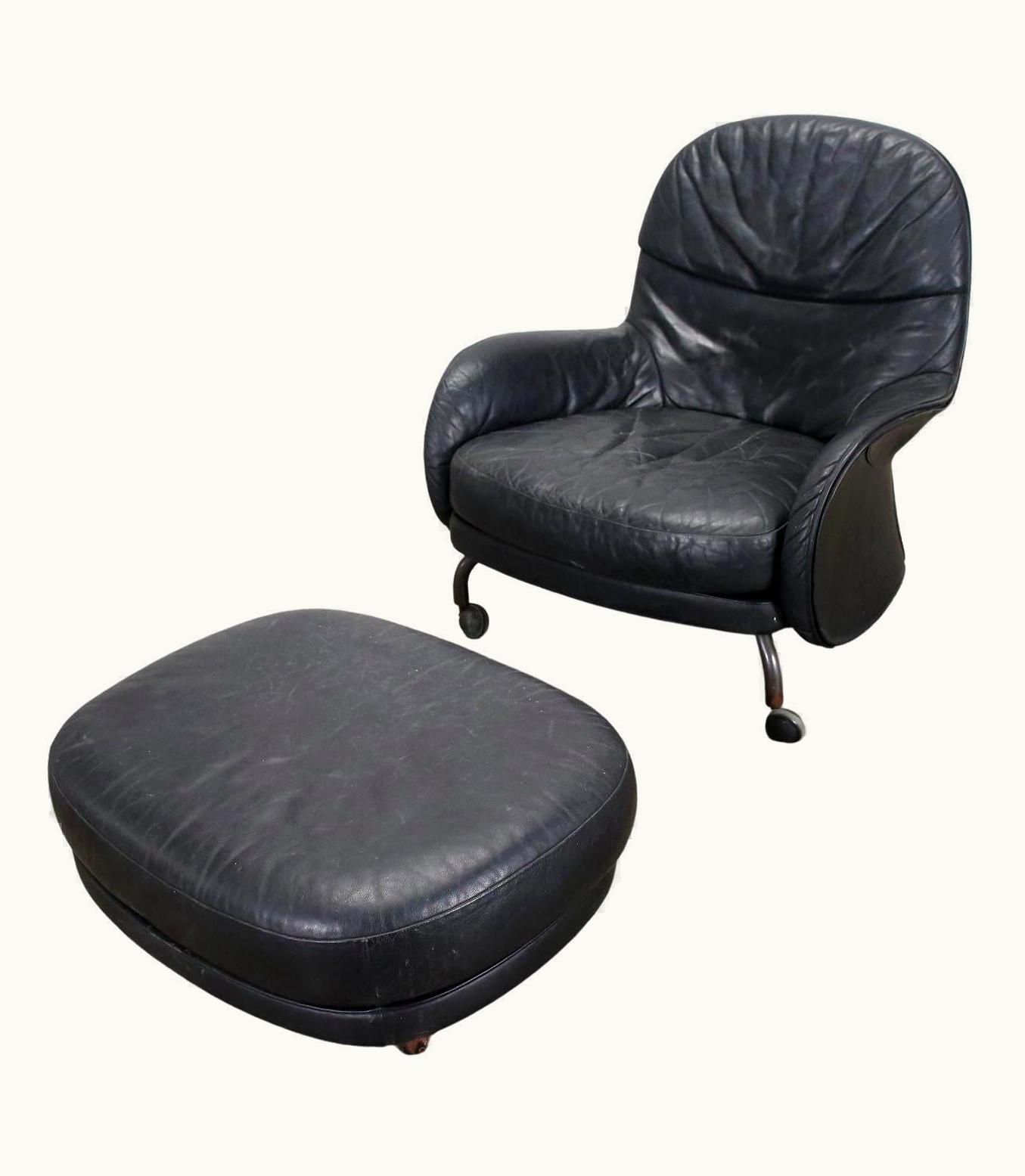 VIco Magistretti VIco Magistretti Louisiana Armchair By De Padova Leather Foam Italy 1980s