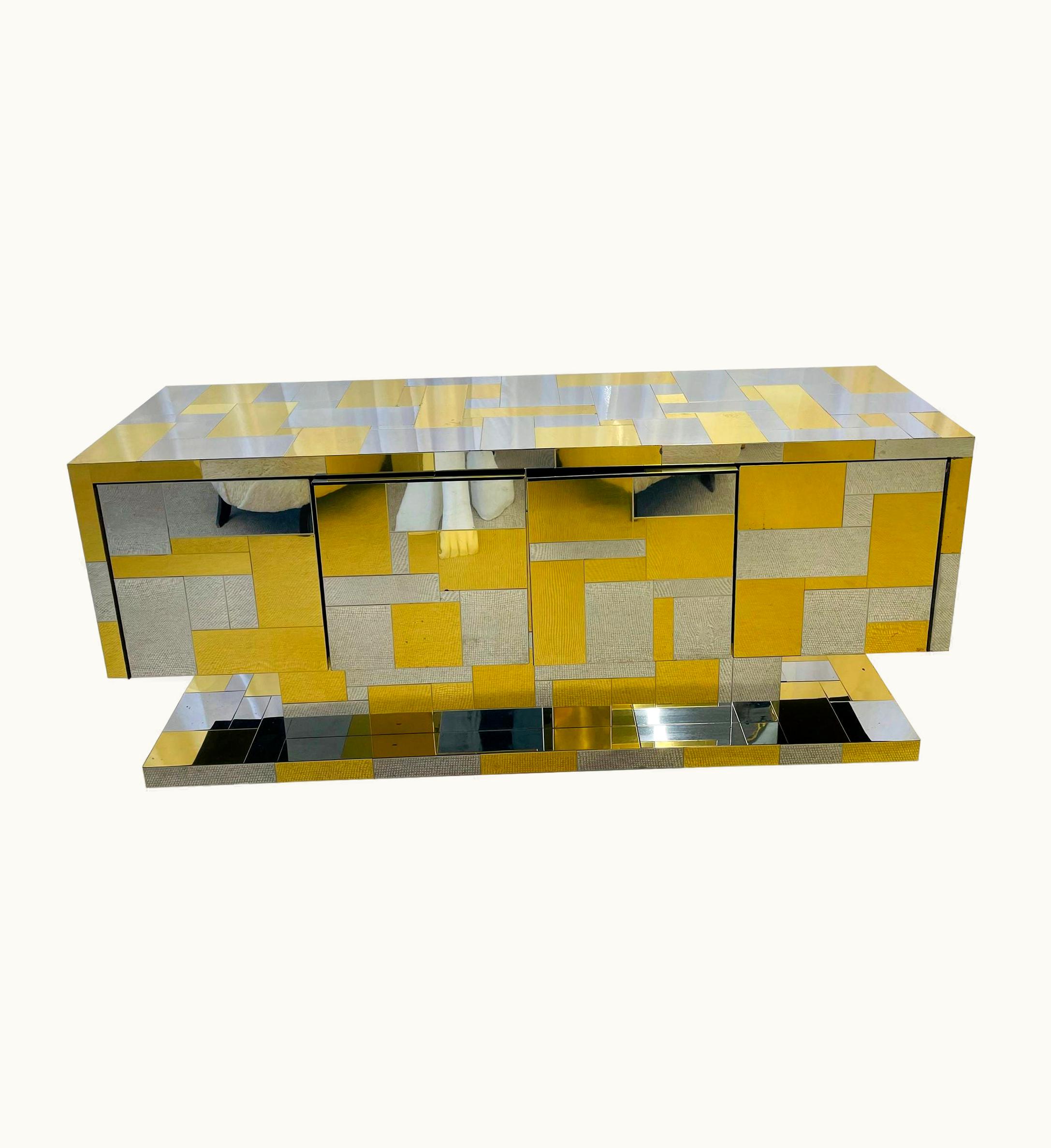 Paul Evans Paul Evans Original Paul Evans Cabinet, Sideboard, Cityscape Brass And Chrome, Signed