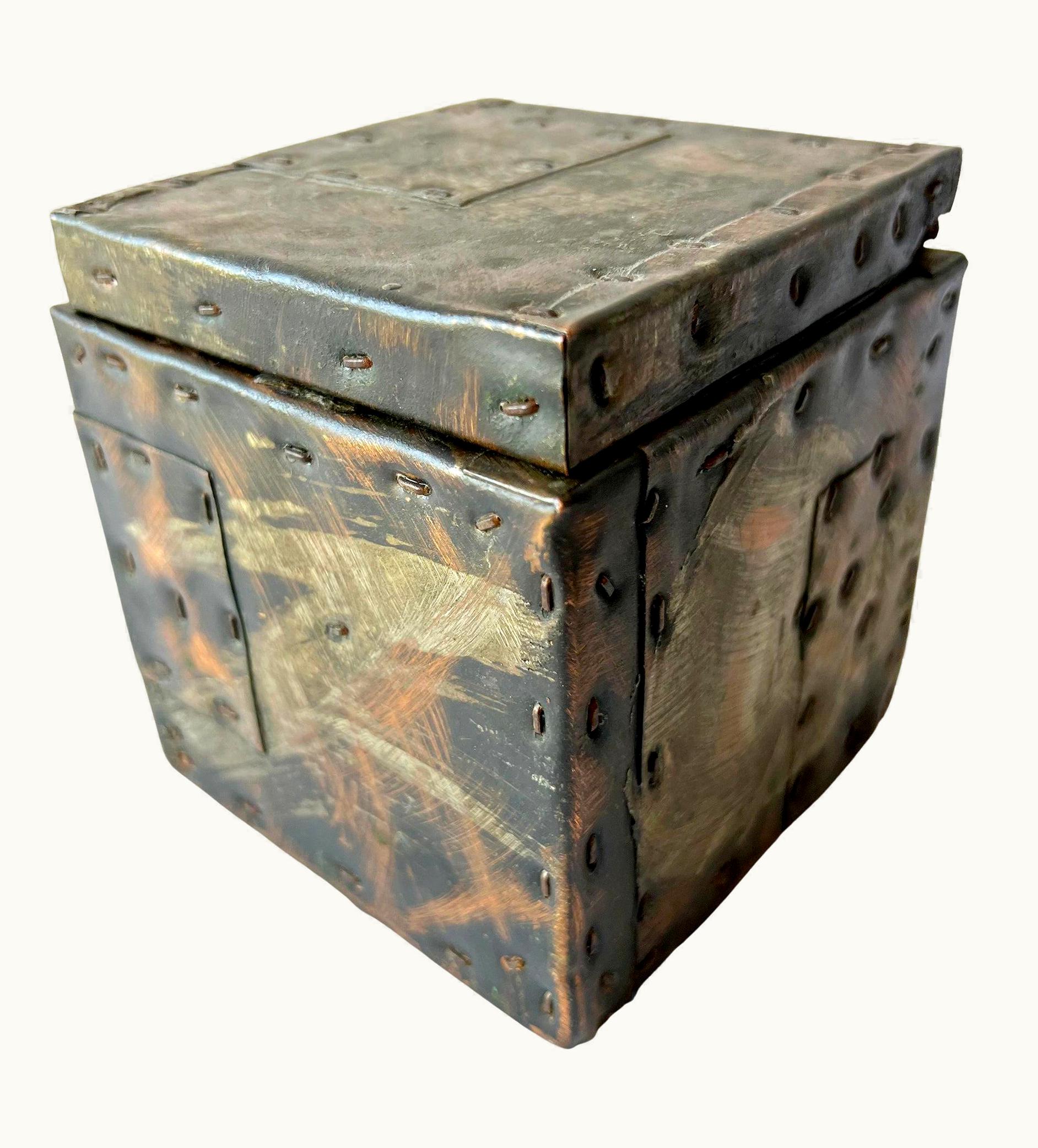 Paul Evans Paul Evans Brutalist Patchwork Metal Cube Box