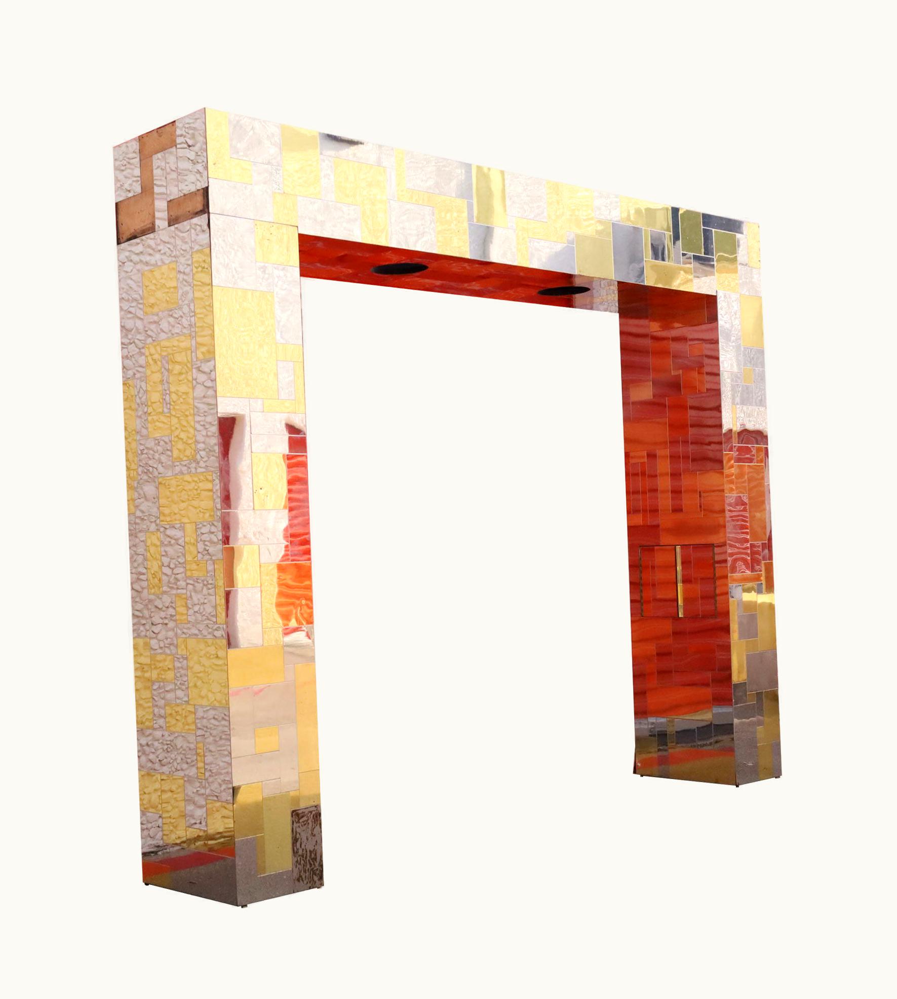 Paul Evans Paul Evans Cityscape Canopy King Headboard In Brass And Chrome, Signed