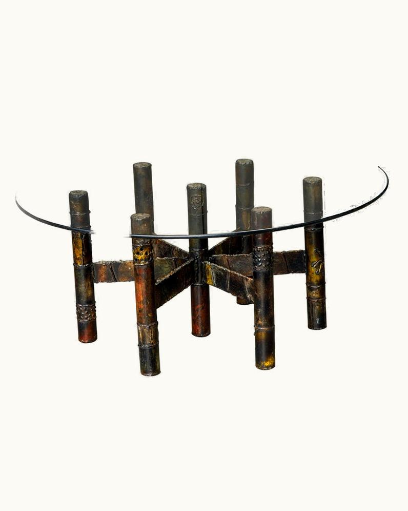 Paul Evans Paul Evans Brutalist Cocktail Table In Oxidized Steel And Bronze, C. 1970