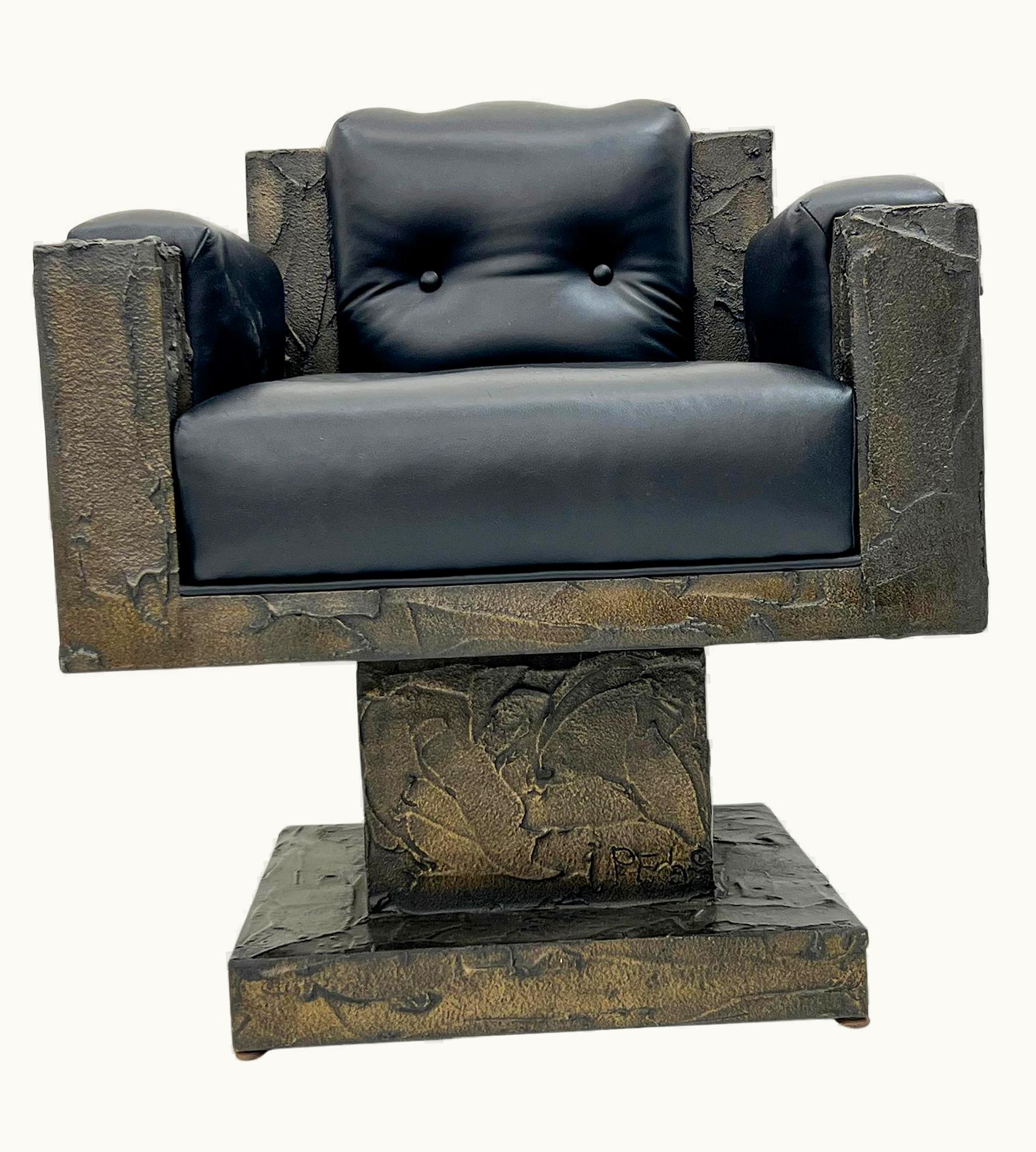 Paul Evans Paul Evans Early Paul Evans Sculpted Bronze Throne Chair, Signed And Dated, 1969