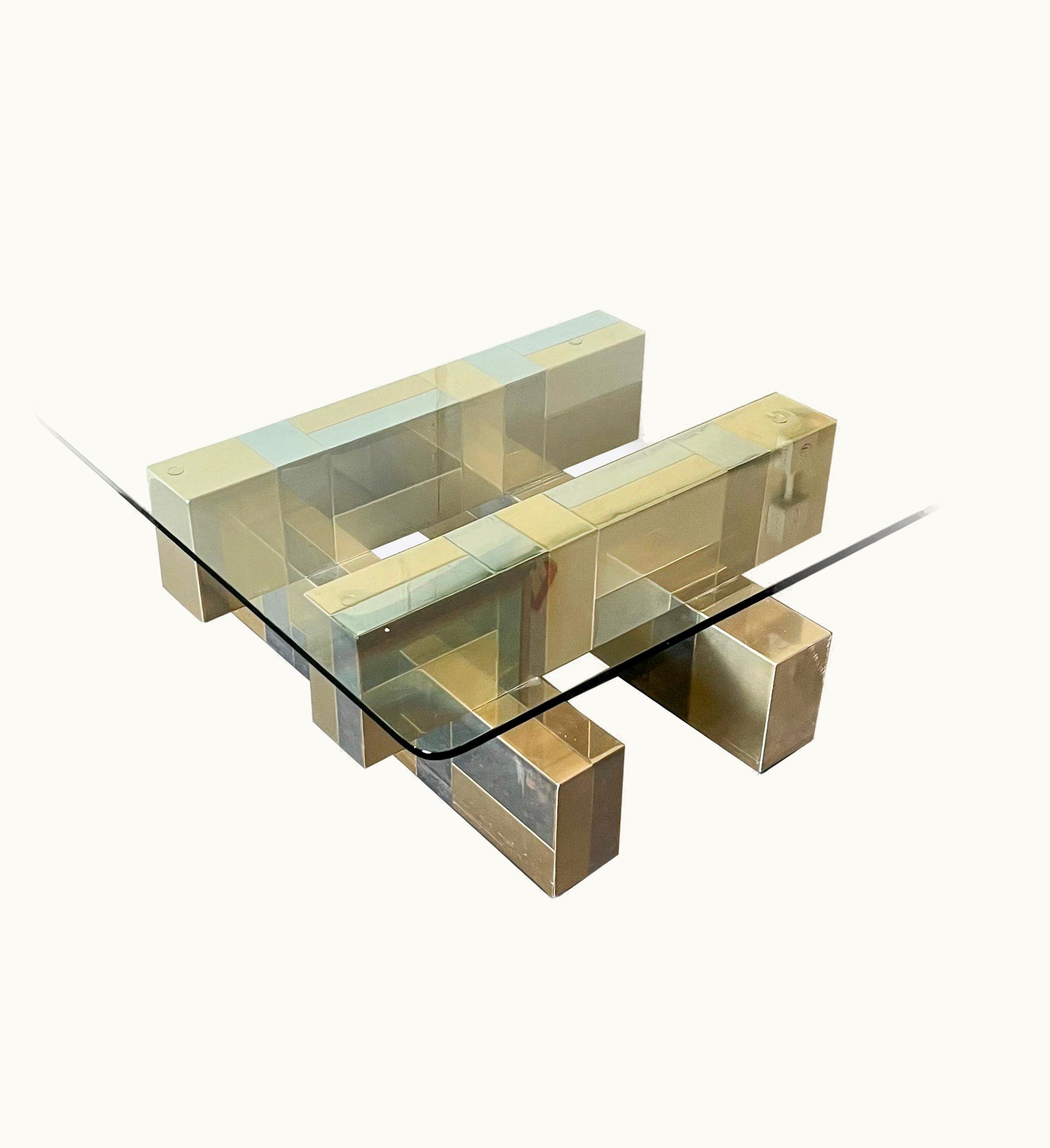 Paul Evans Paul Evans For Directional Brass And Chrome Cityscape Coffee Table