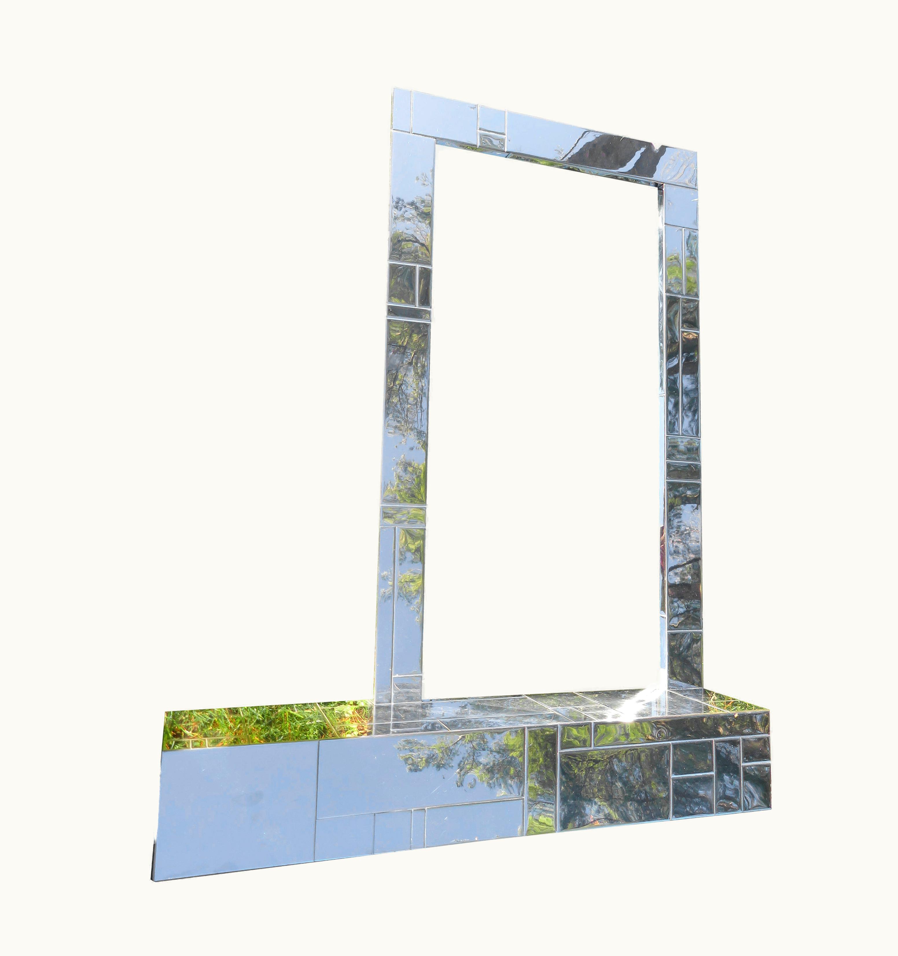 Paul Evans Paul Evans Handsome Paul Evans Cityscape Mirror And Console Chrome Mid-Century Modern