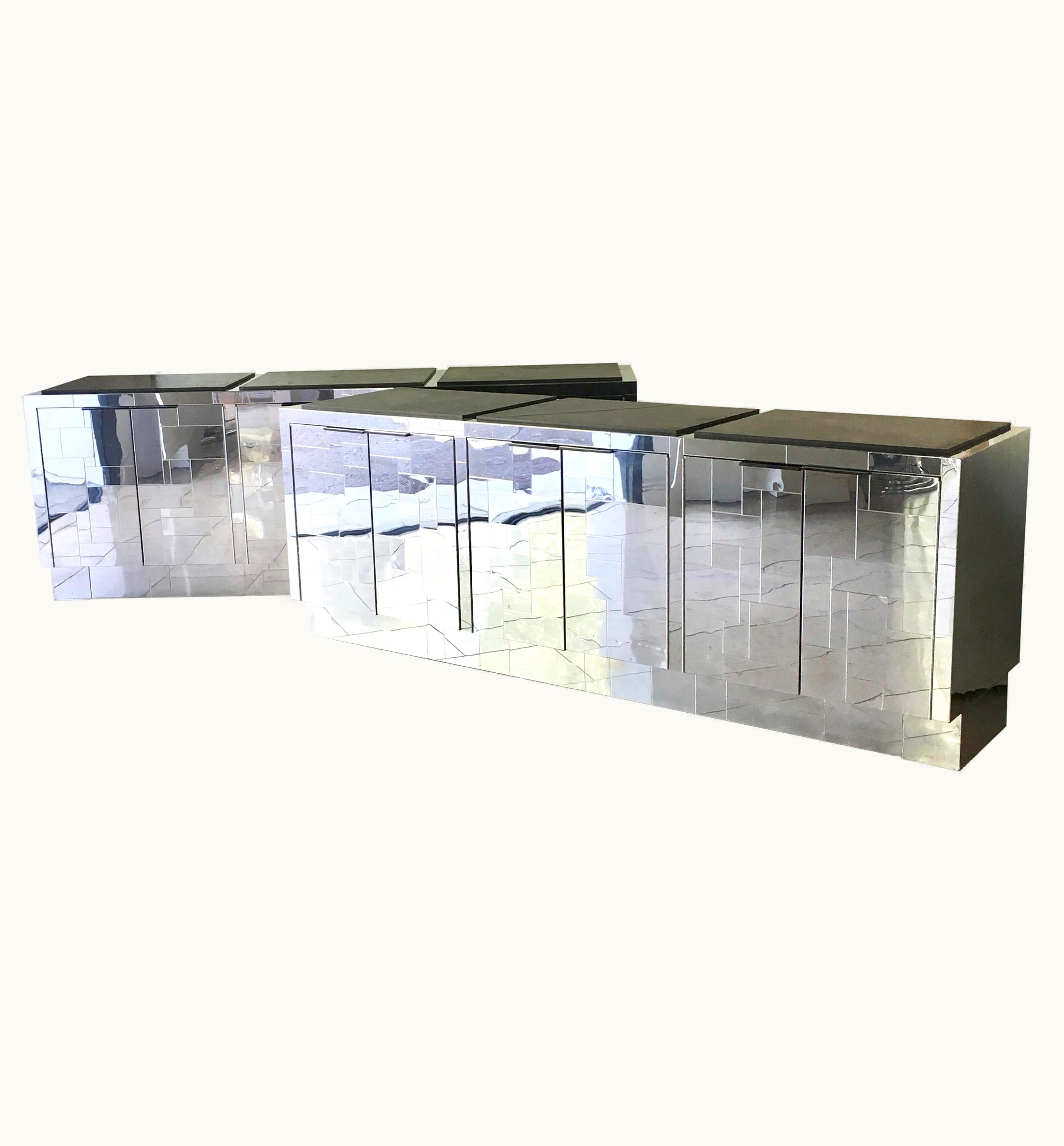 Paul Evans Paul Evans Pair Of Paul Evans Six-Door Steel Cityscape Cabinets, 1970s