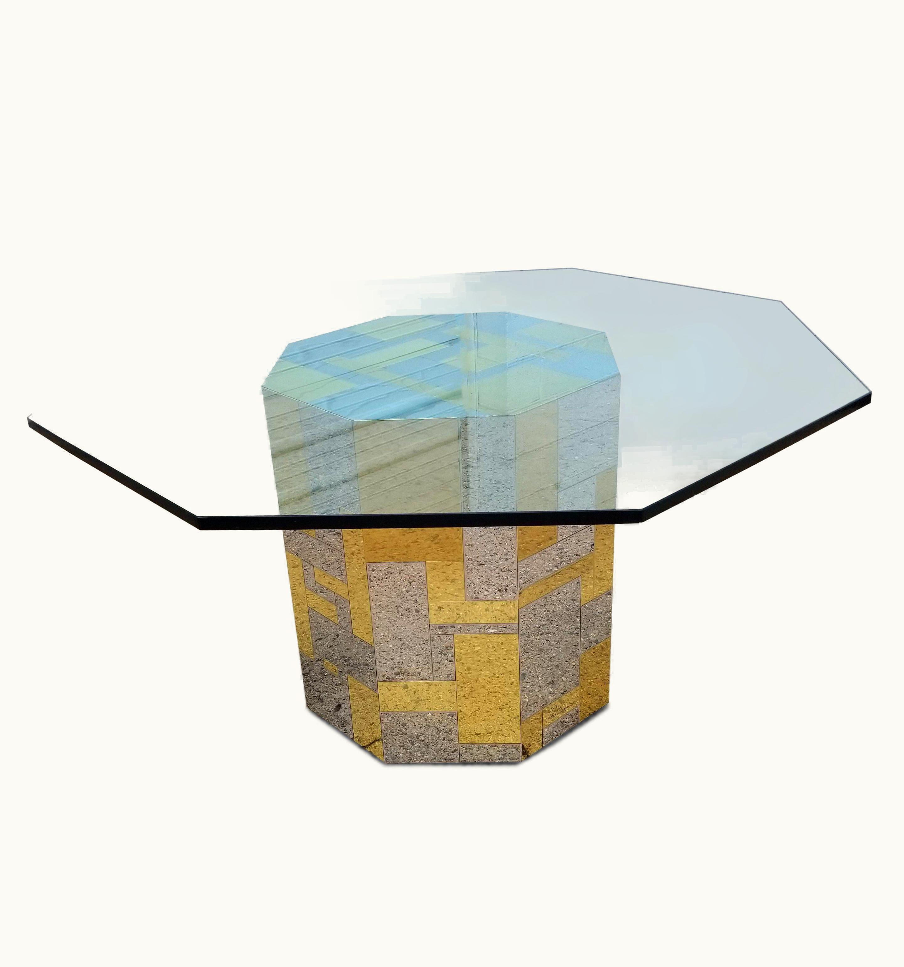 Paul Evans Paul Evans Signed Paul Evans Octagonal Cityscape Pedestal Dining Table